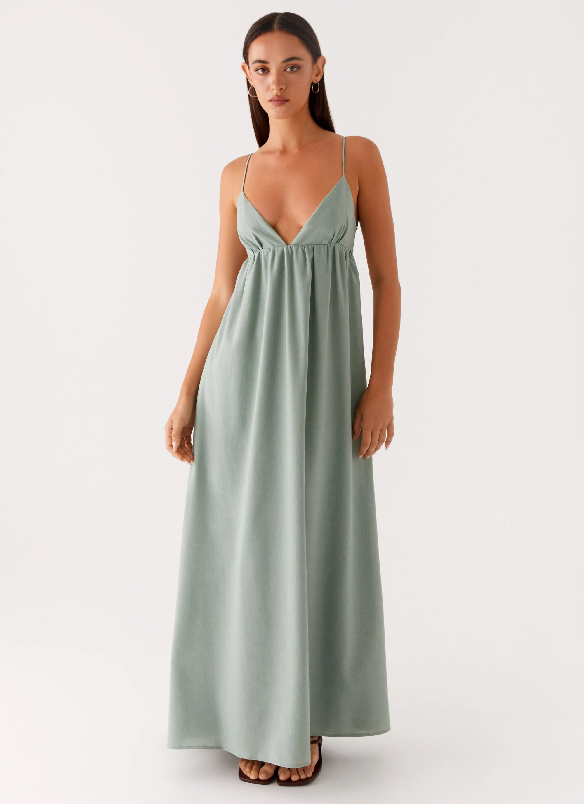 Sleek Volume Front Detail Greer Maxi Dress - Sage