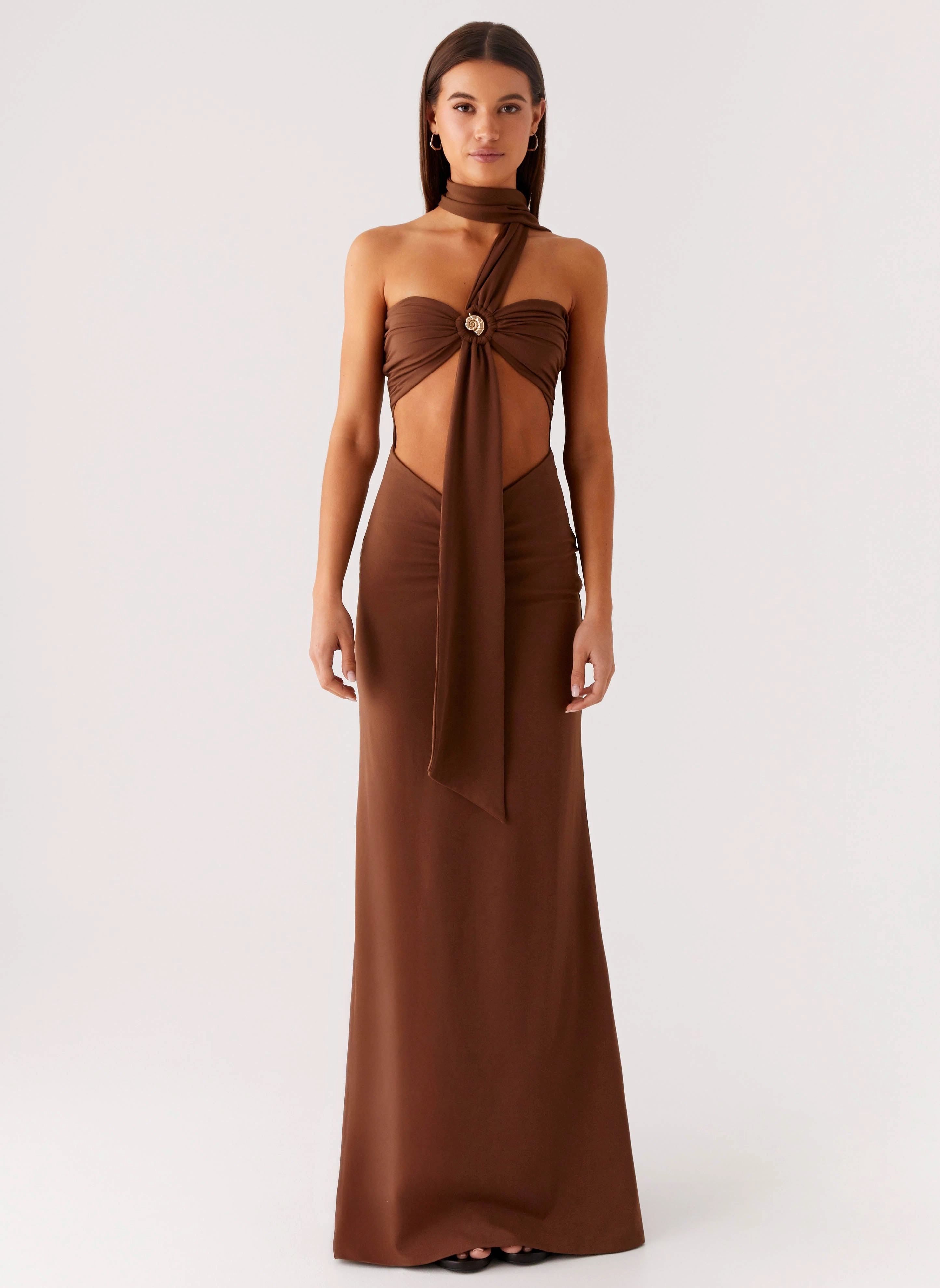 Olive Bloom Maxi Dress - Chocolate Moment Glow Convertible-Style
