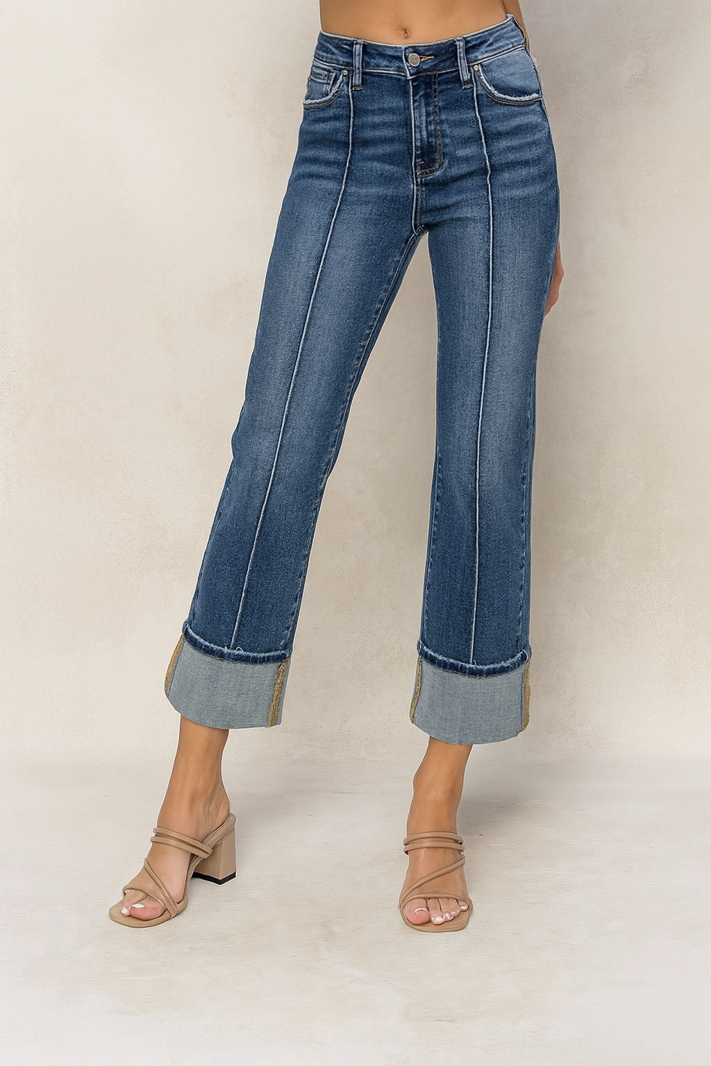 Flexible Knee Panels Oliver High Rise Straight Jeans