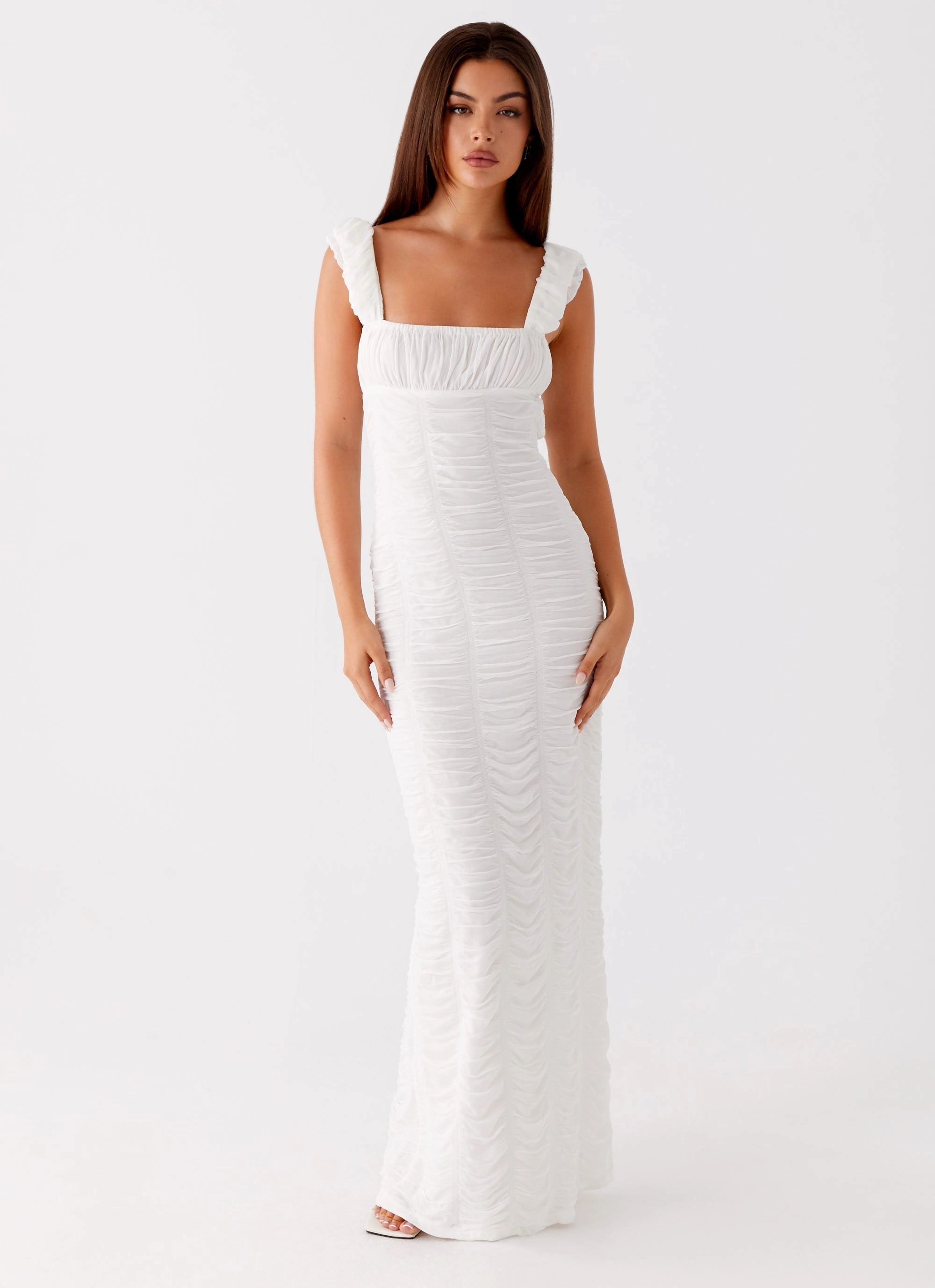 Senses Midi Dress - White Comfortable fit dress for all body types Versatile-Style