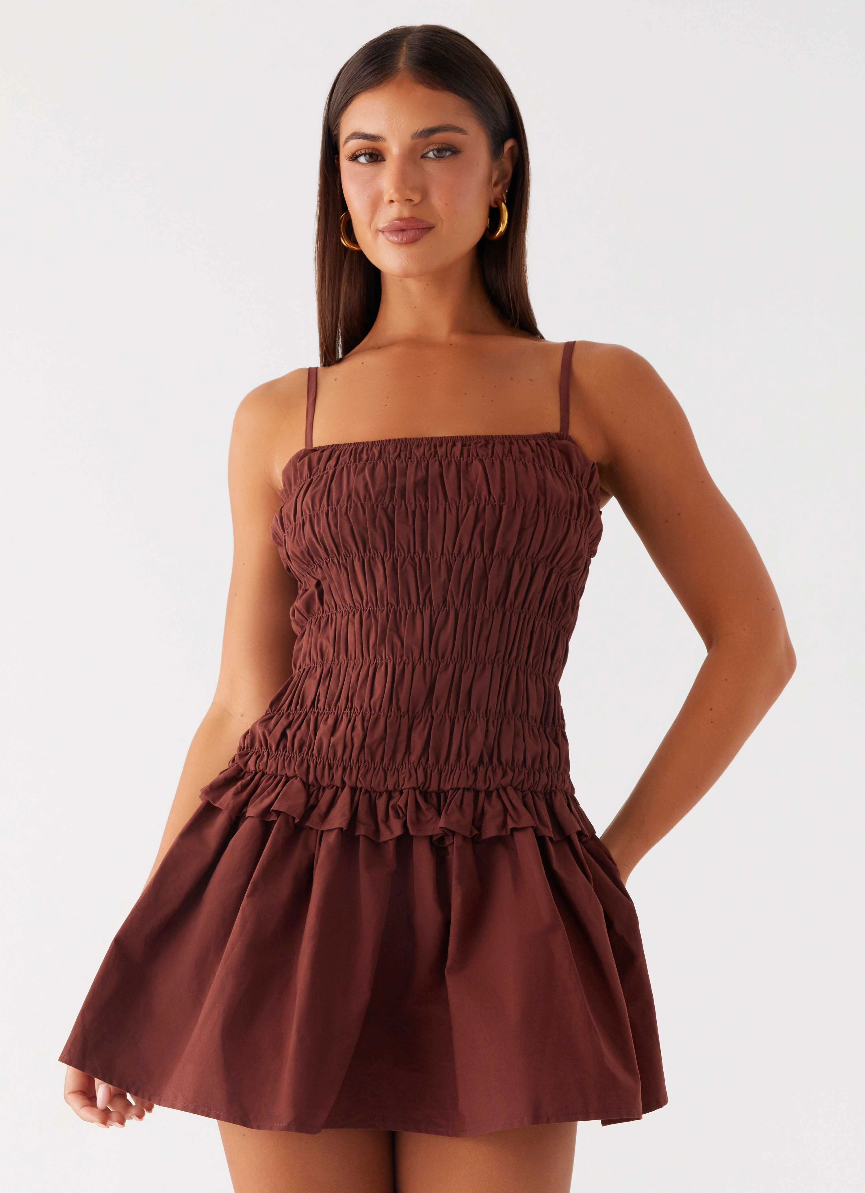 Jaxi Mini Dress - Chocolate Comfy Yet Stylish