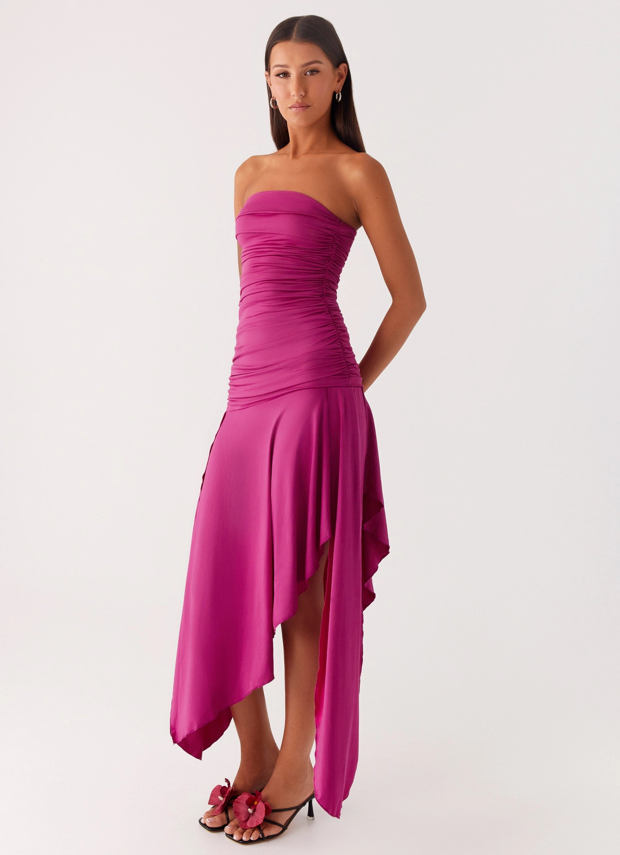 Ora Strapless Maxi Dress - Fuchsia Cruise-Wear