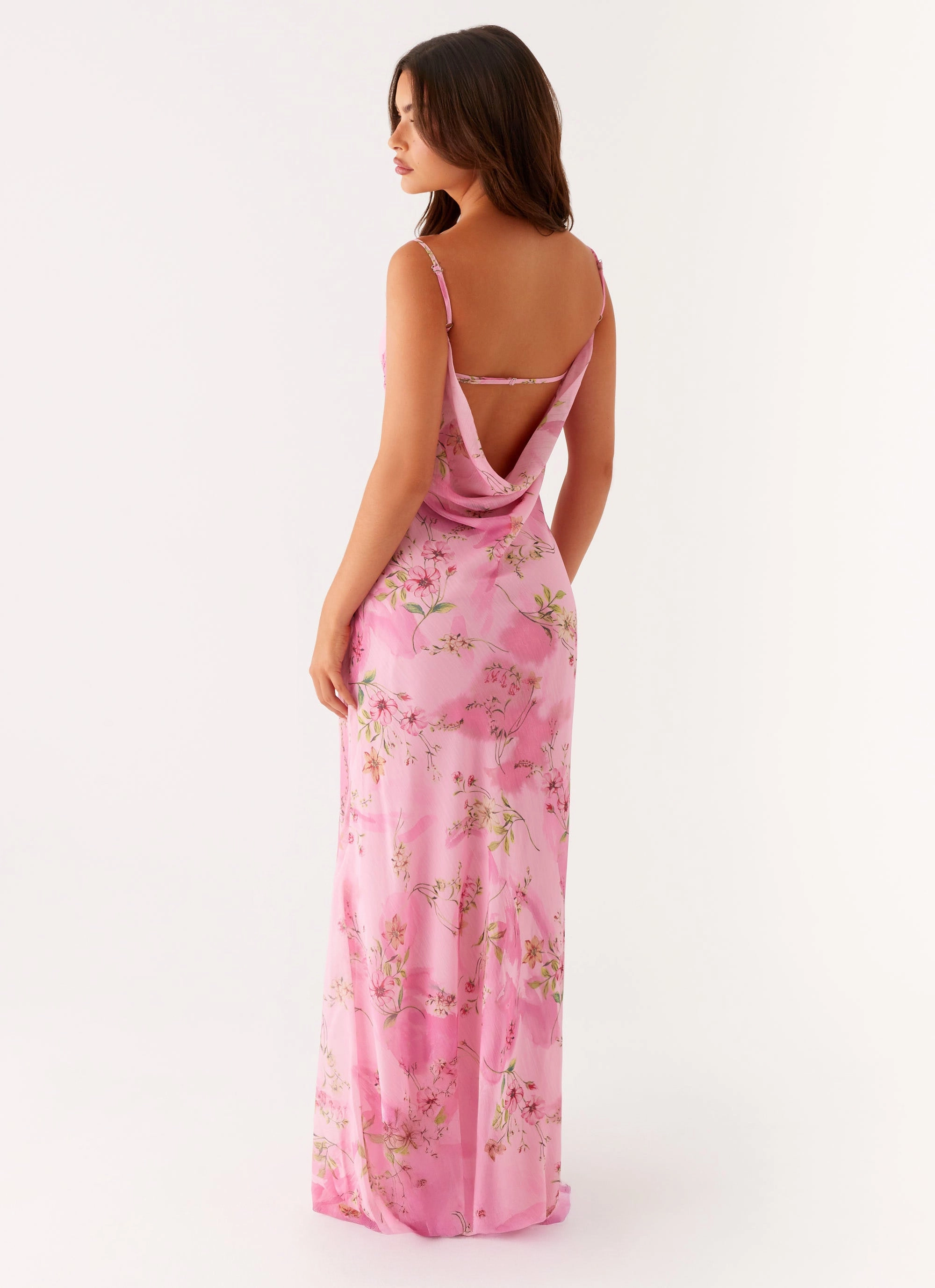 Flexible Comfort Cozy Style Orlando Maxi Dress - Pink Floral Print