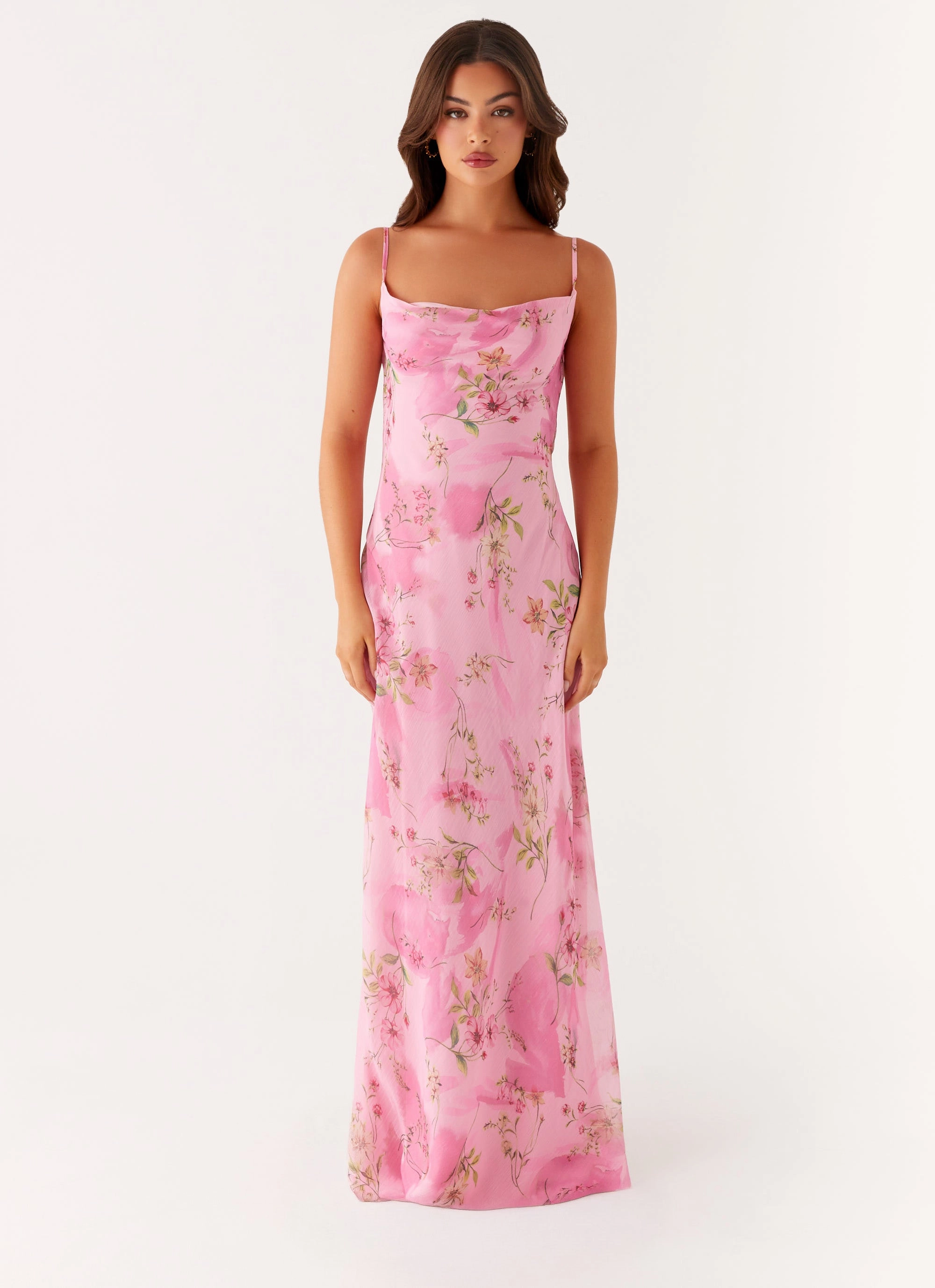 Orlando Maxi Dress - Pink Floral Print Casual Days Playful Cut