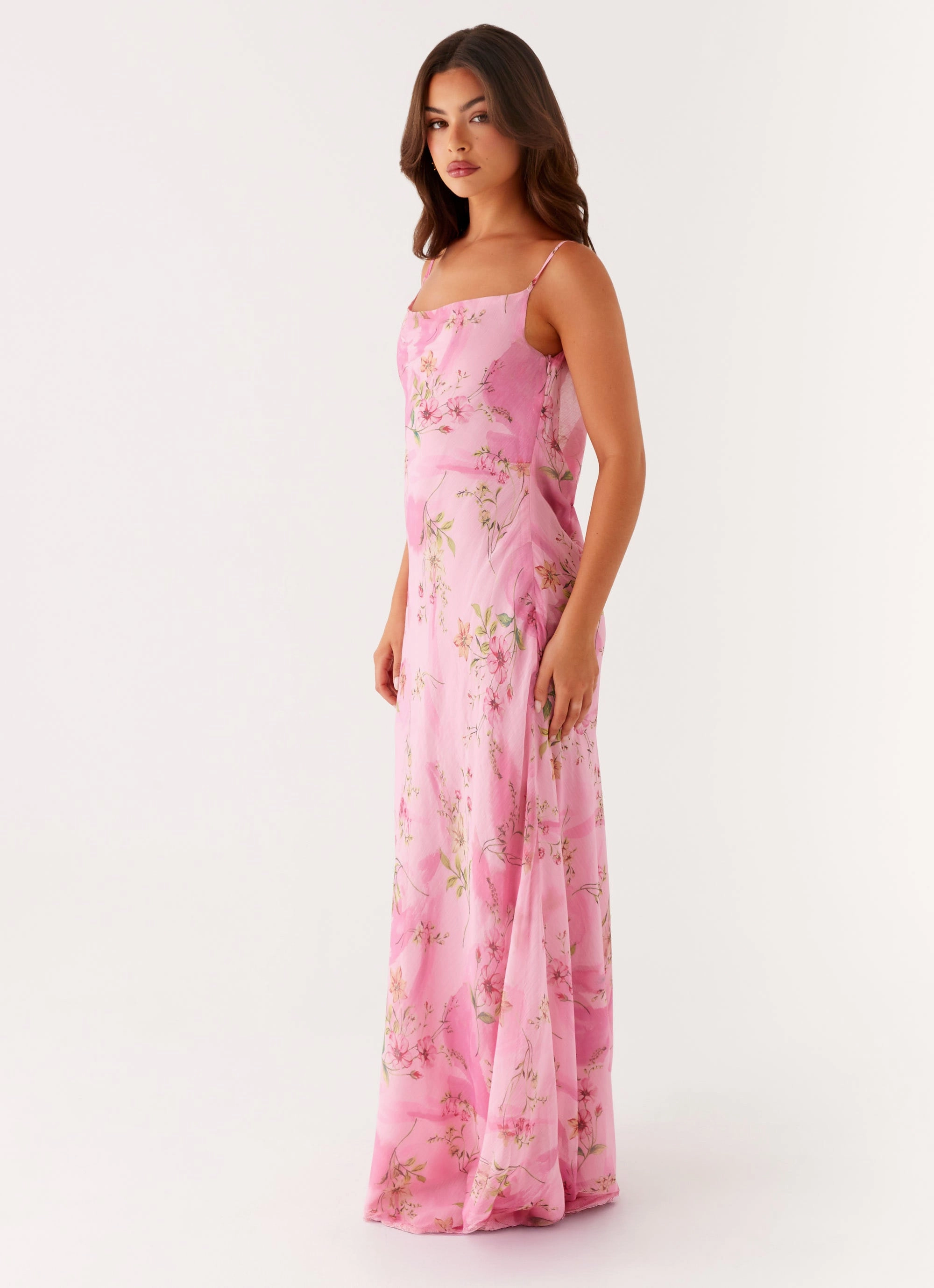 Orlando Maxi Dress - Pink Floral Print Dress for brunch