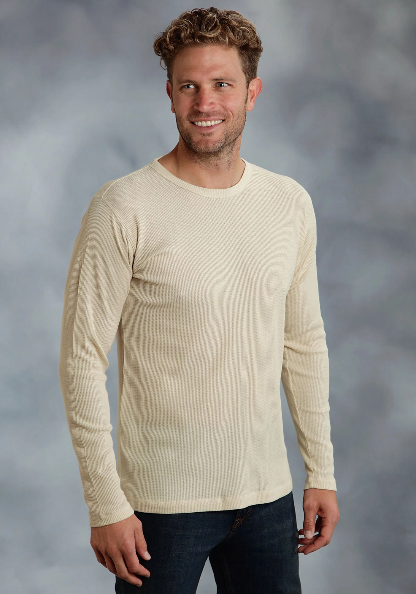 Ouray Mens Tan 100% Cotton USA L/S Thermal T-Shirt Tailored Cuffs Vibrant Colors