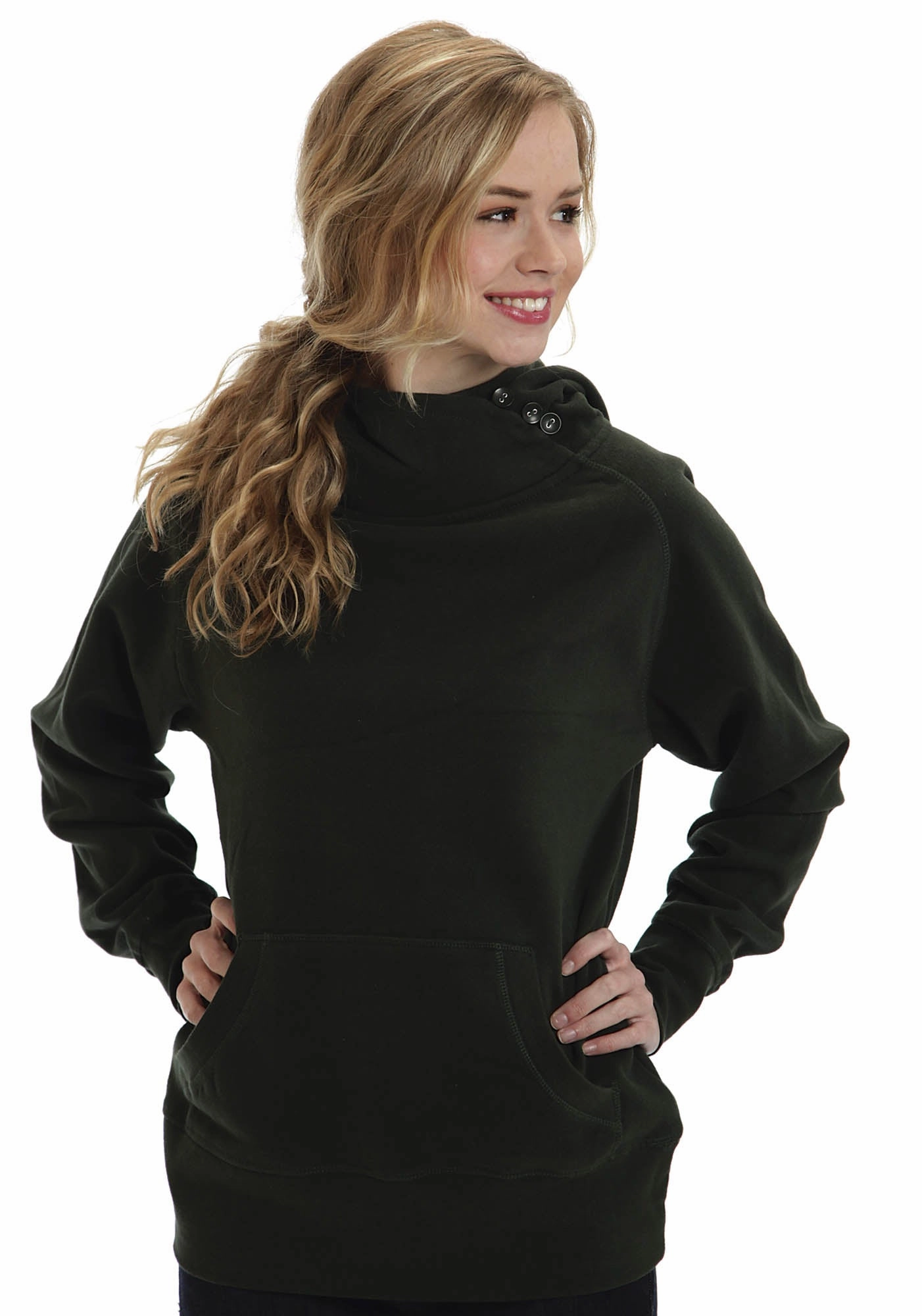 Trendy Appeal Perfect Layering Ouray Womens Forest Green 100% Cotton USA Asymmetric Hoodie