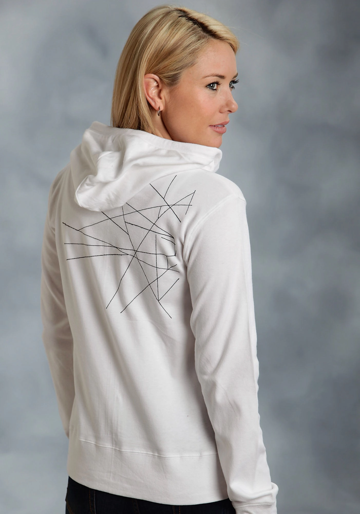 Ouray Womens White 100% Cotton USA Stitches Hoodie Waffle Knit Outdoor Ready