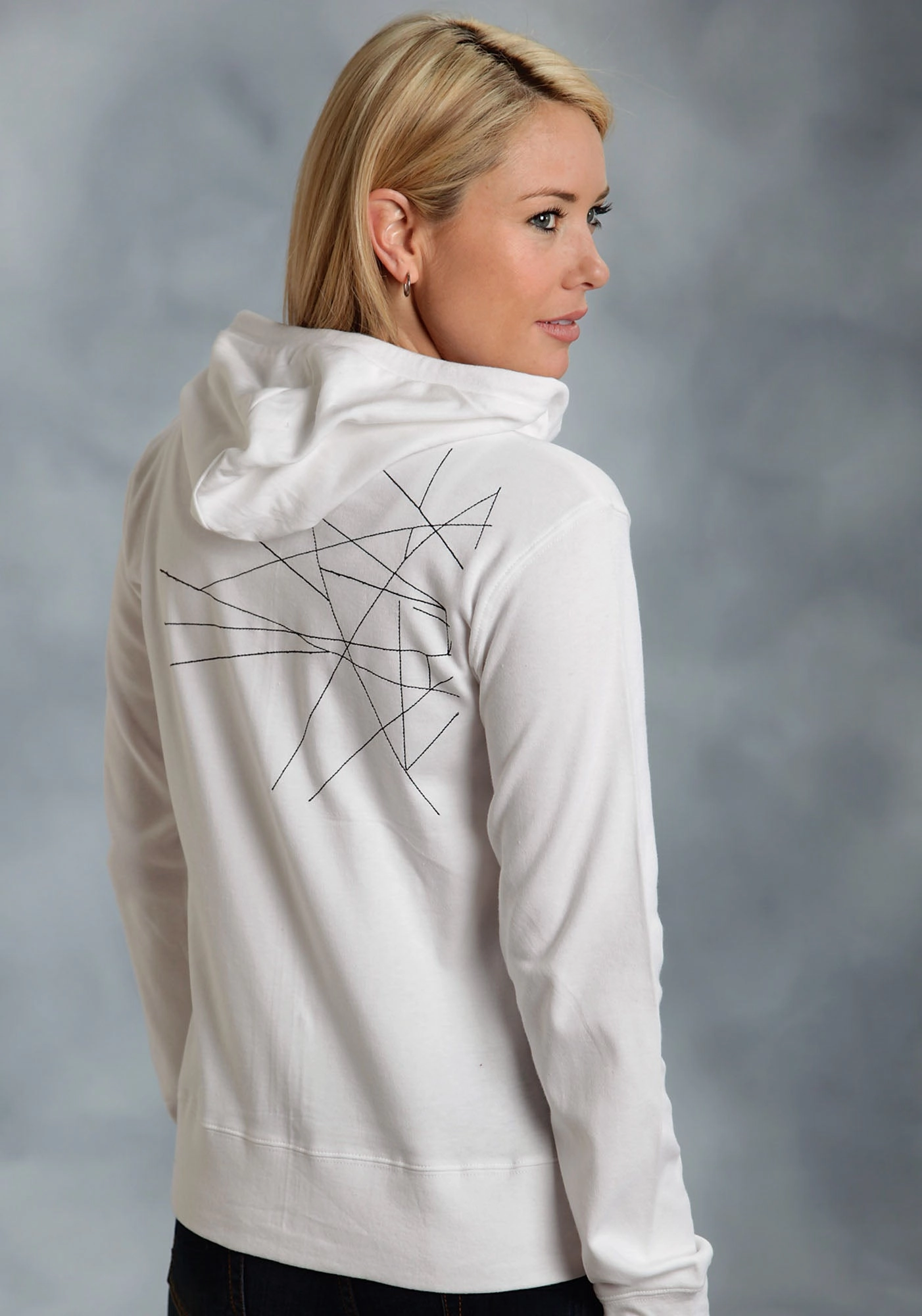 Ethical Production Knitwear elegant design Ouray Womens White 100% Cotton USA Stitches Hoodie