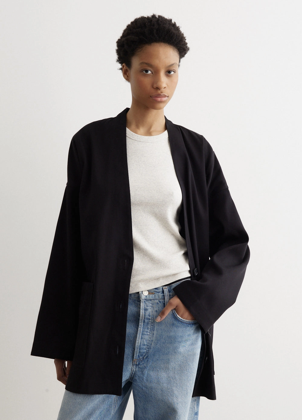 Rubberized Edging Oversized Cotton Cardigan