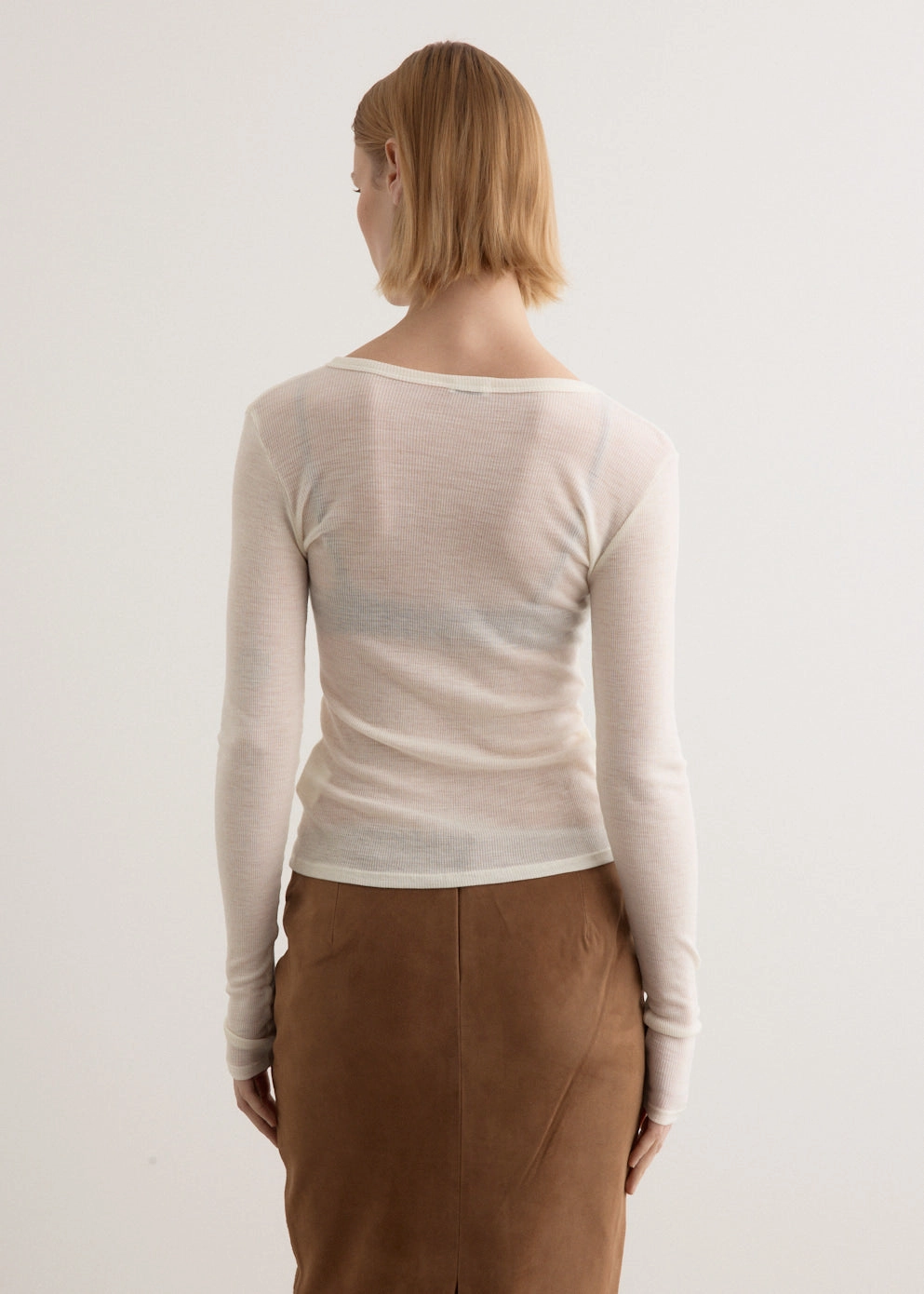 Weekend Look Subtle Details Baby Wool Long Sleeve Top