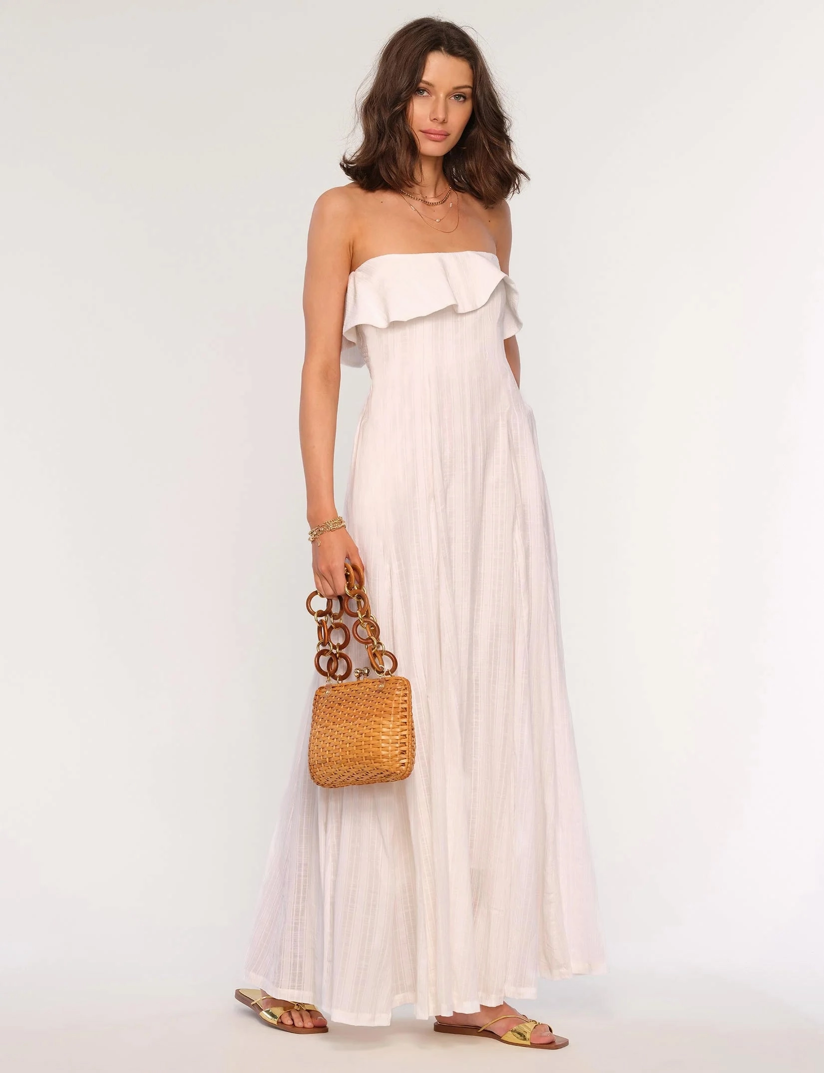 Drawstring-Waist Owen Dress in Paper