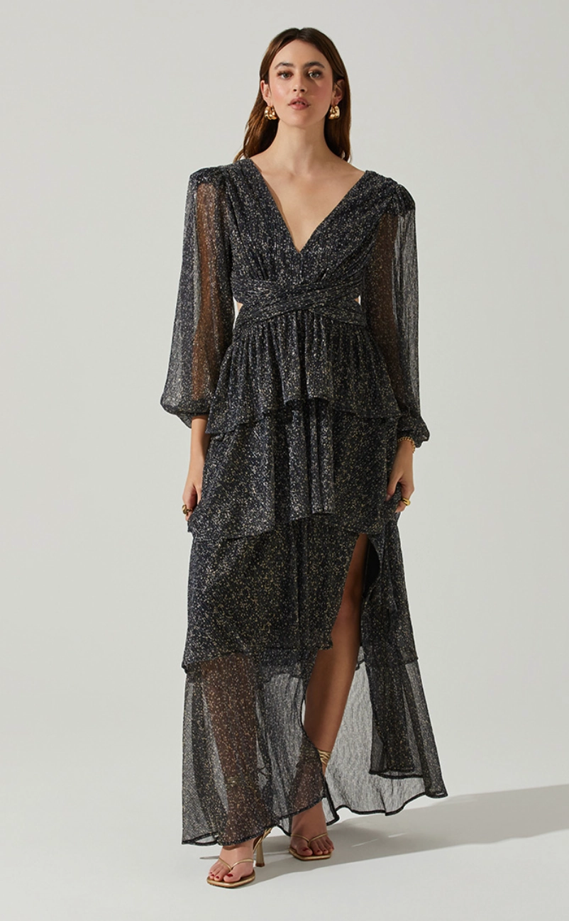 Sharp Edge Party Safe Anora Dress in Black Sparkle