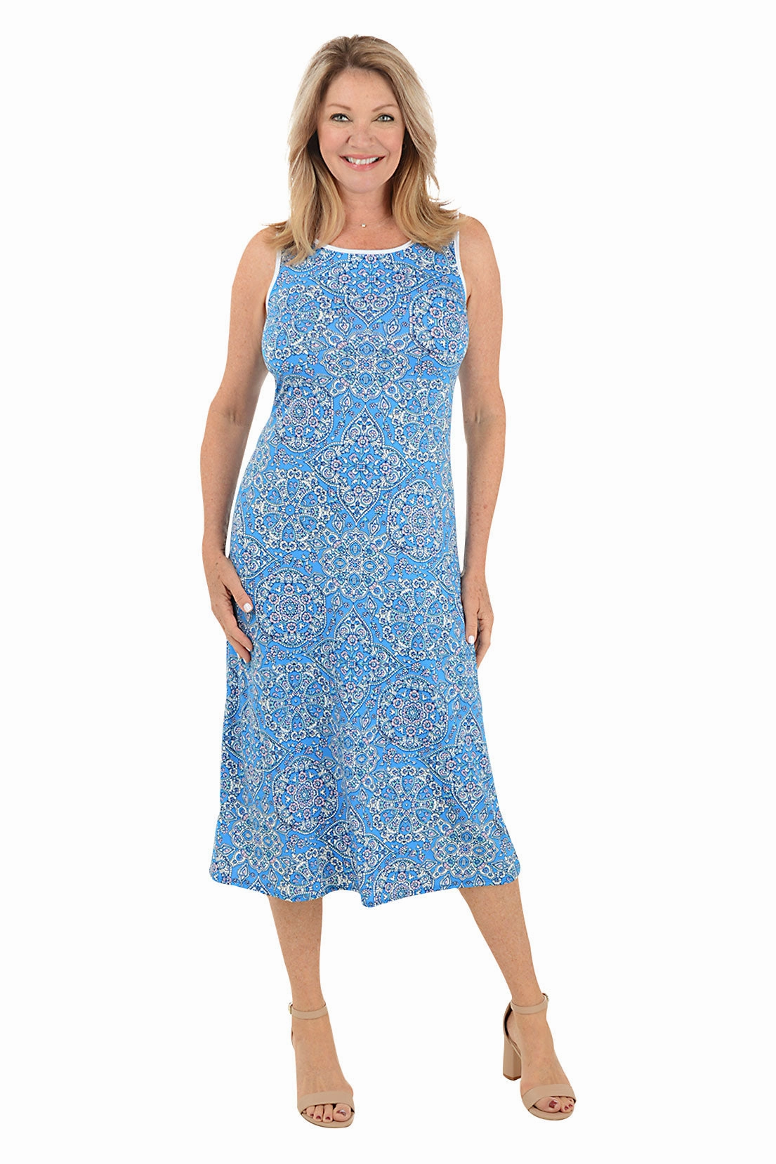Texture Style Office Fit Paisley Sleeveless Maxi Dress