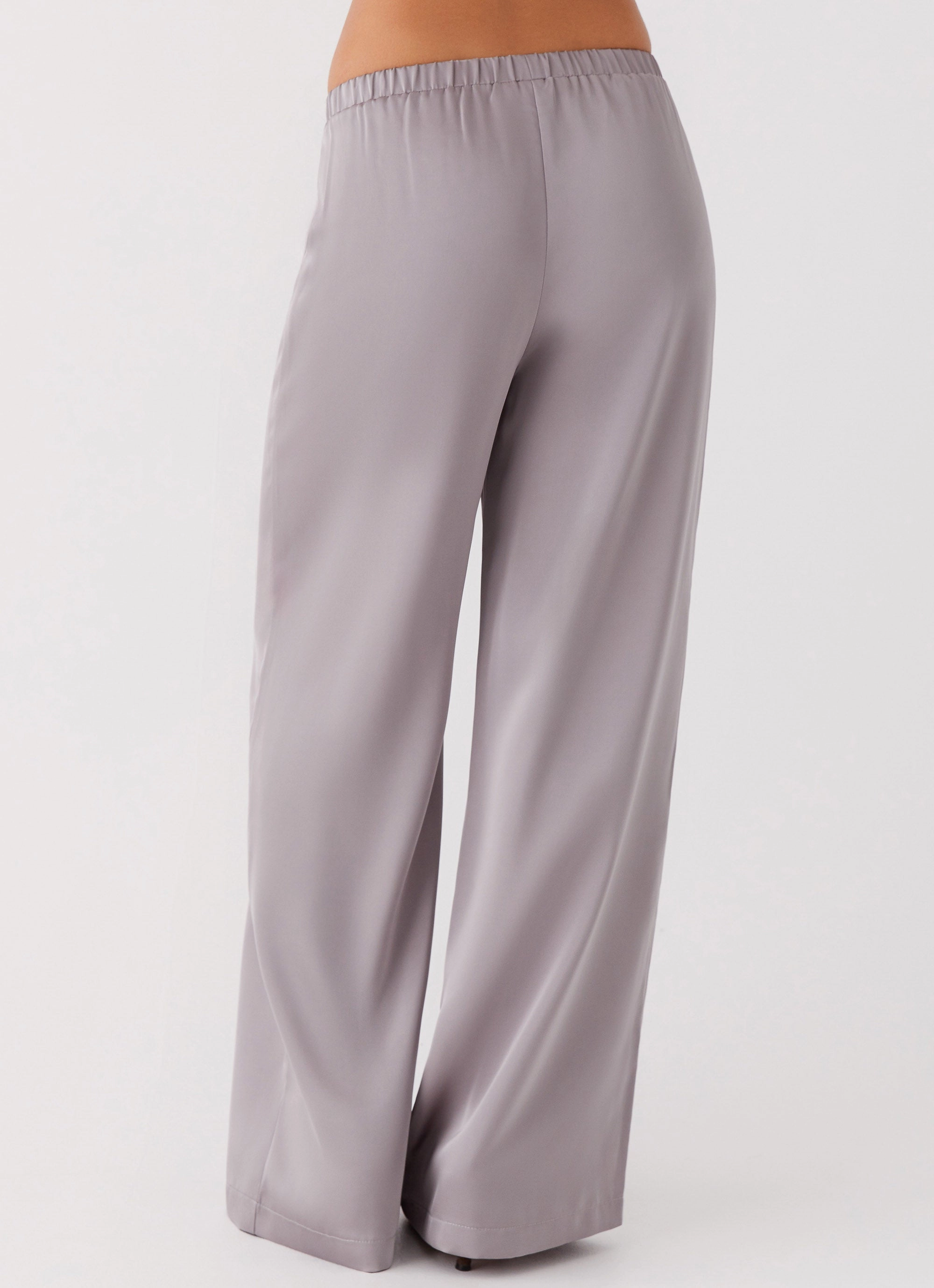 Palm Cove Satin Pants - Grey WeightedHem VersatileLayering