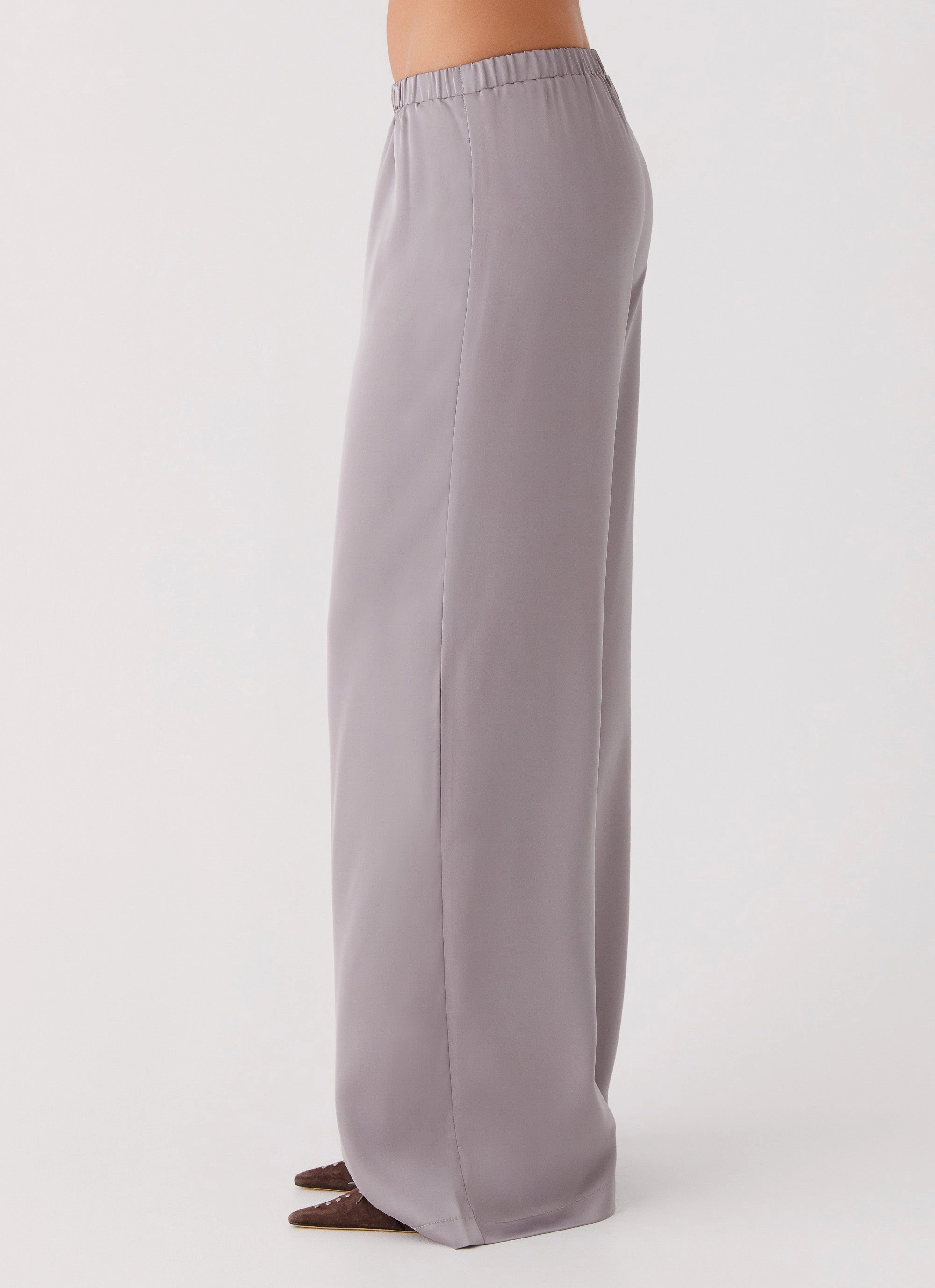 Fitted waist Relax Fit Palm Cove Satin Pants - Grey Reflective details