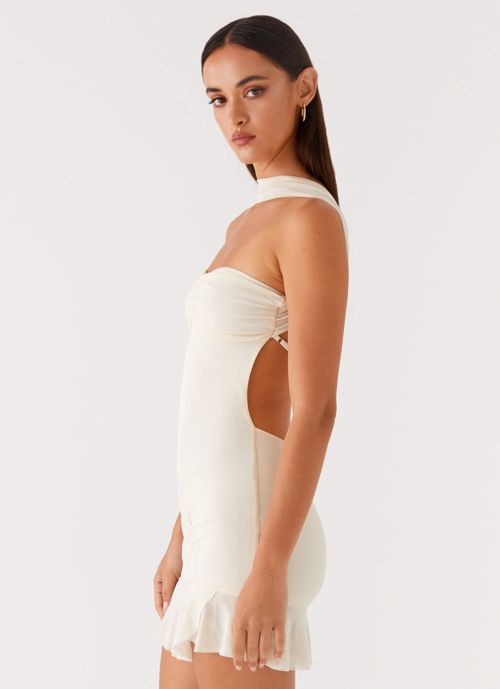Pari Open Back Mini Dress - Ivory Easy Texture Versatile sundress
