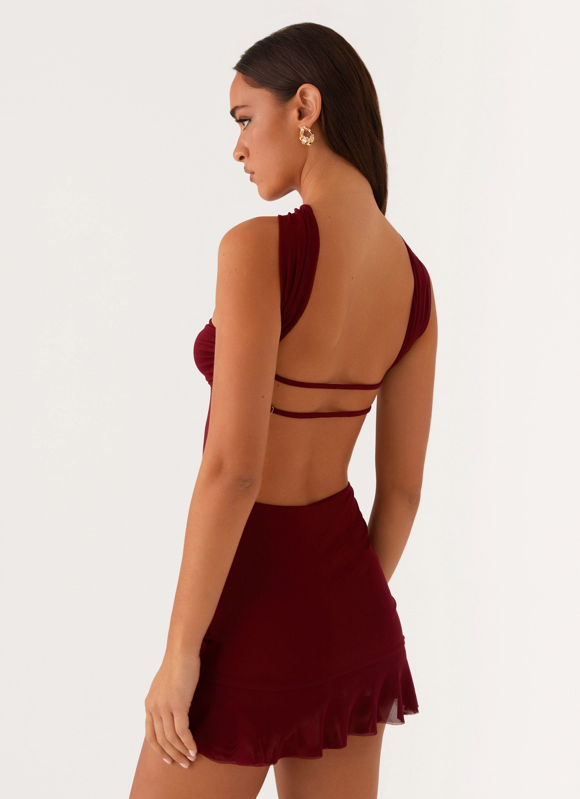MoistureWickingTechnology Pari Open Back Mini Dress - Mulberry