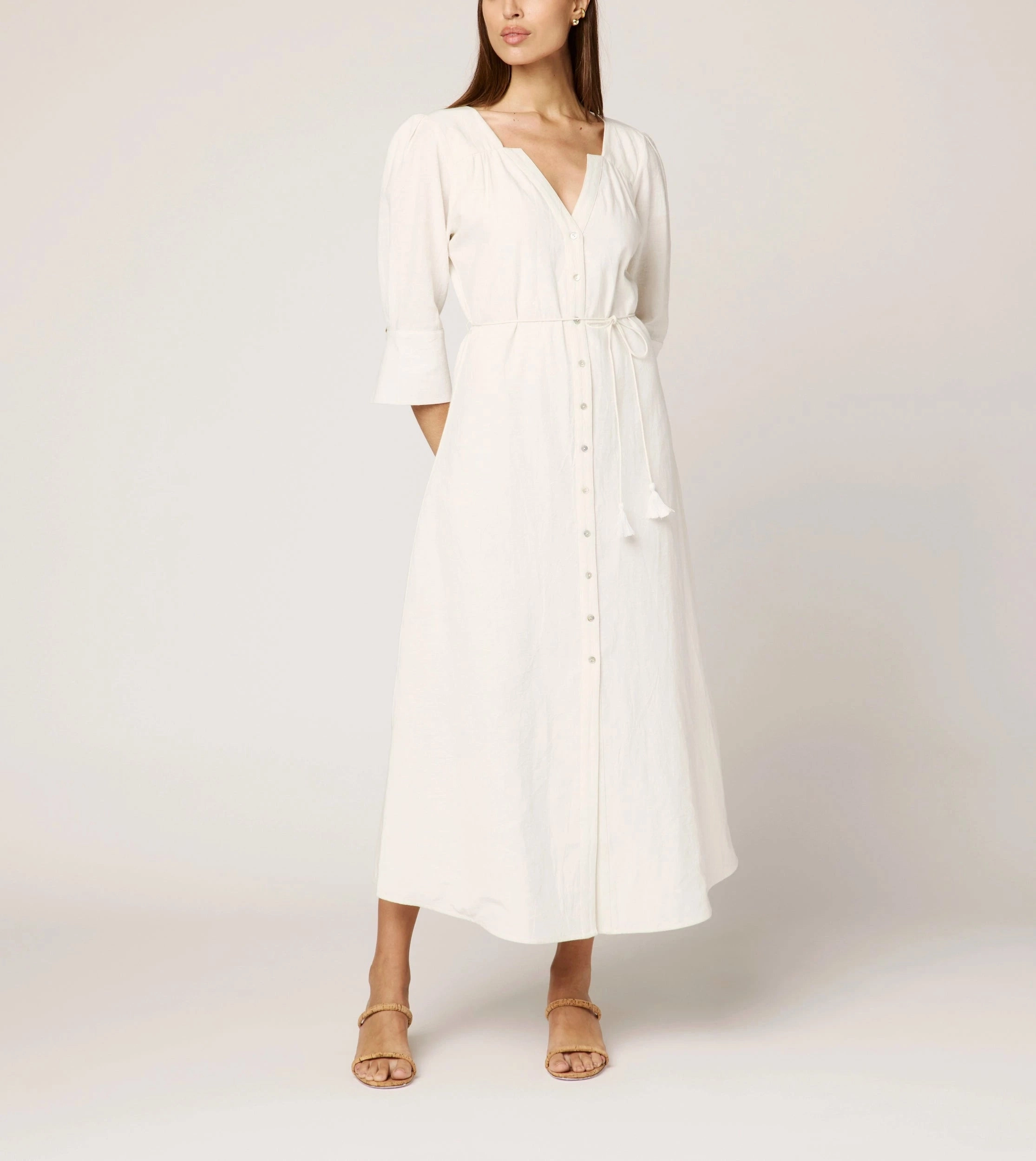 Seasonal Layer Relaxed Look Paria Midi Dress | Ivory