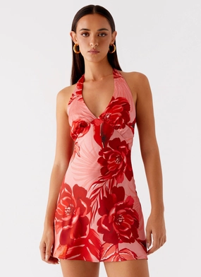 Fresh Look Occasion Ready Heavy Hearted Mini Dress - Sicily Sunsets Print