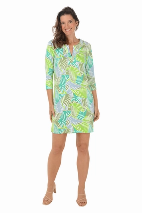Smart Layer Wear Chill Detail Palm Delight UPF50 Split Neck Dress