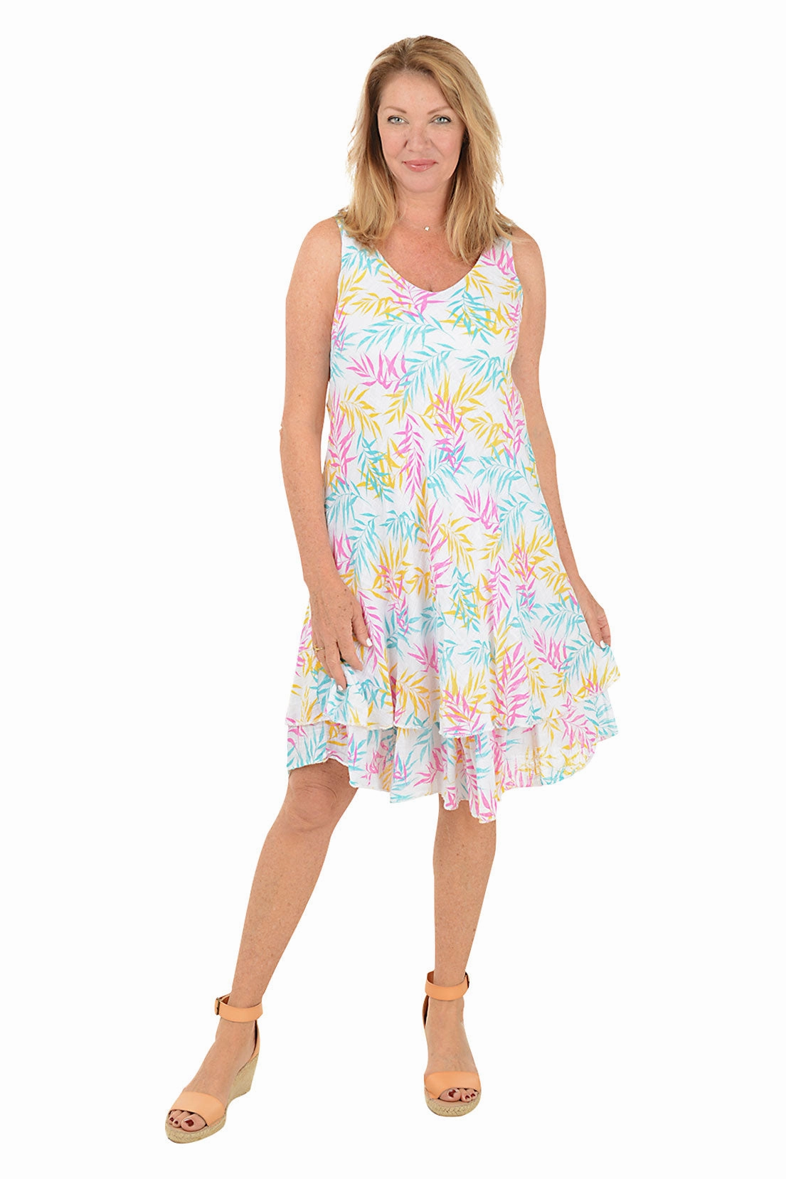 Pastel Bamboo V-Neck Sleeveless Dress Halter-Neck Street Mood