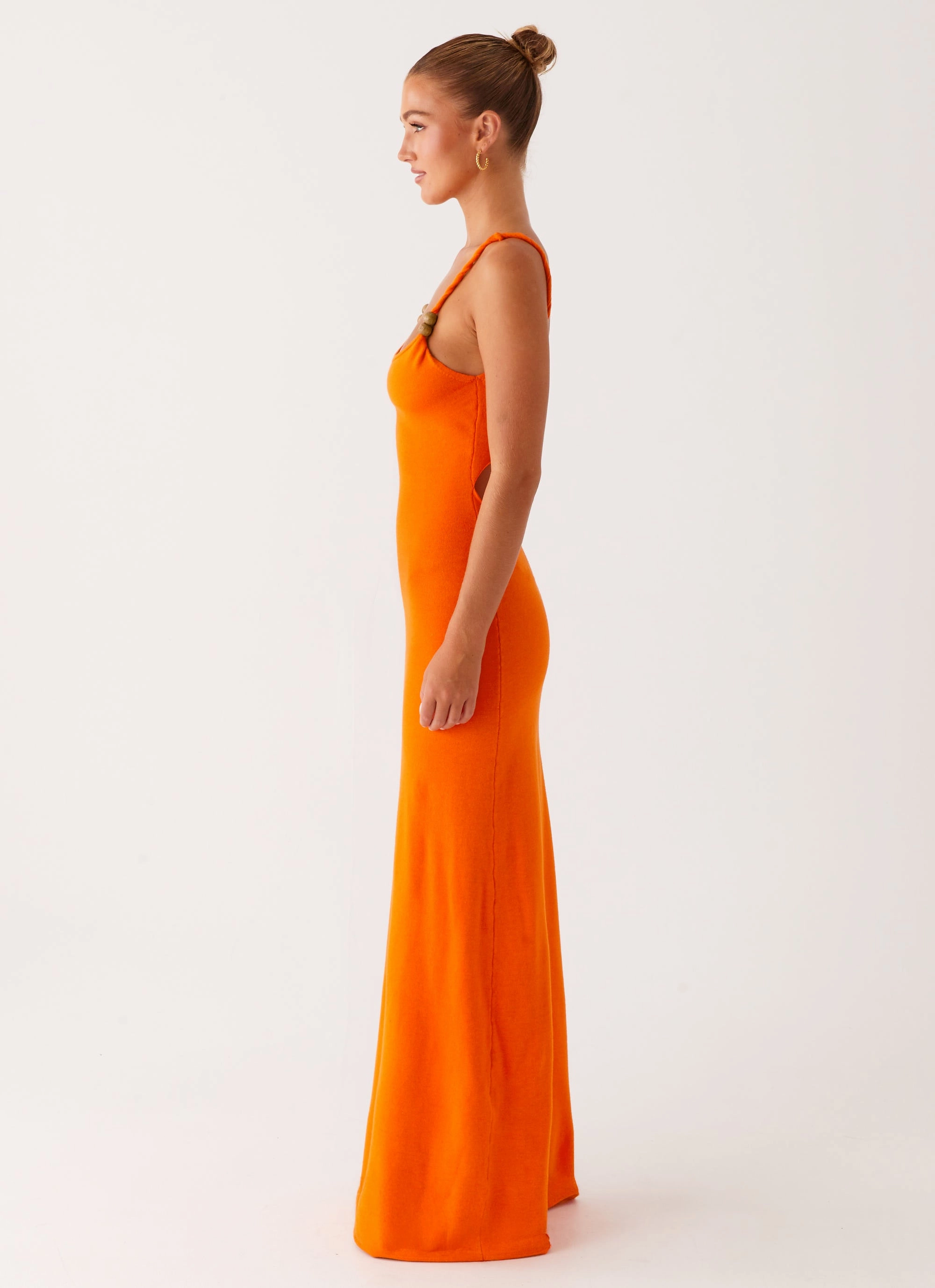 Elaina Knit Maxi Dress - Orange Wool-Blend Casual Comfort