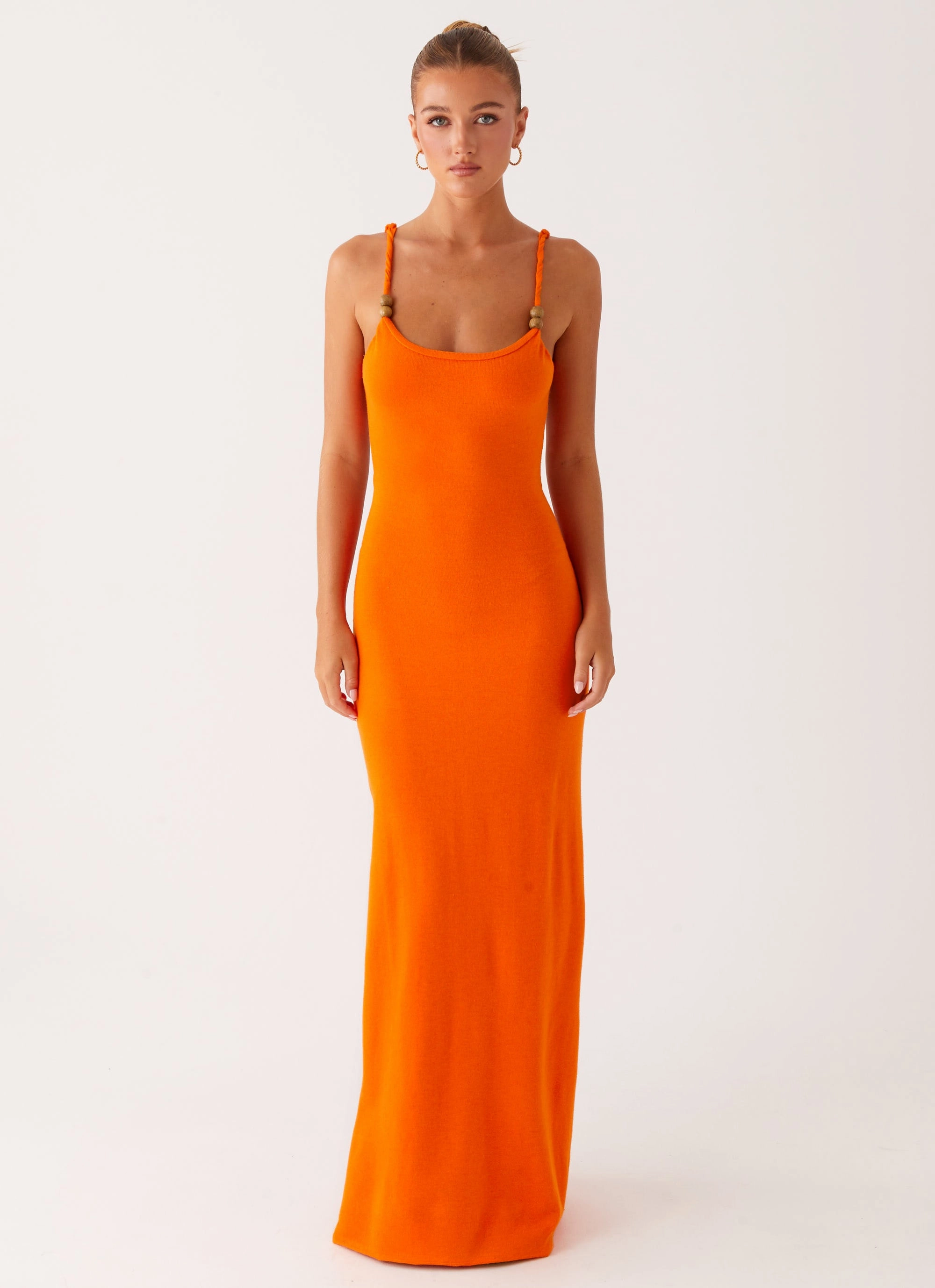 Unique Print Winter Layer Elaina Knit Maxi Dress - Orange