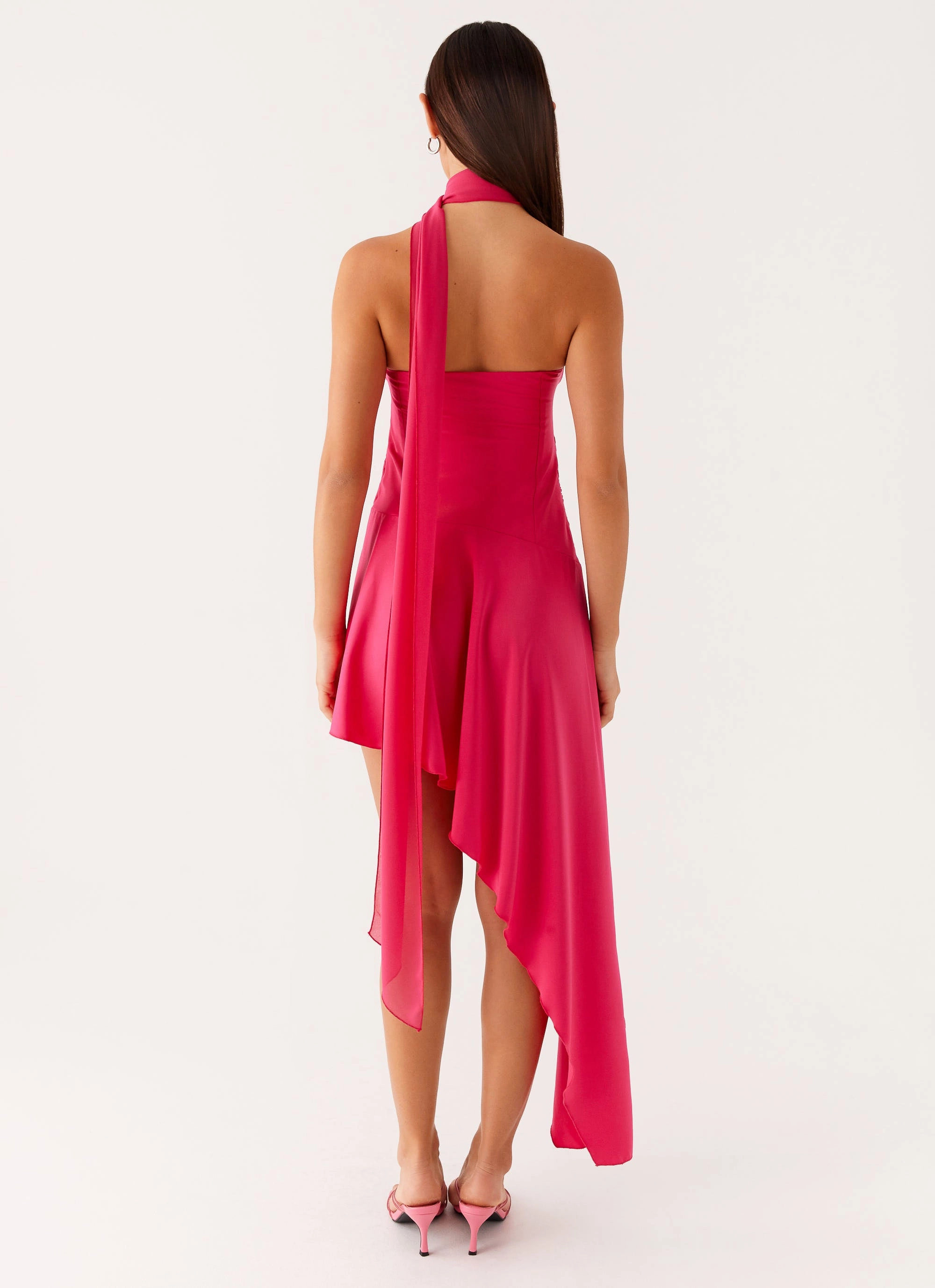Circa Scarf Midi Dress - Hot Pink Chilly Weather Layer Gentle Stitch