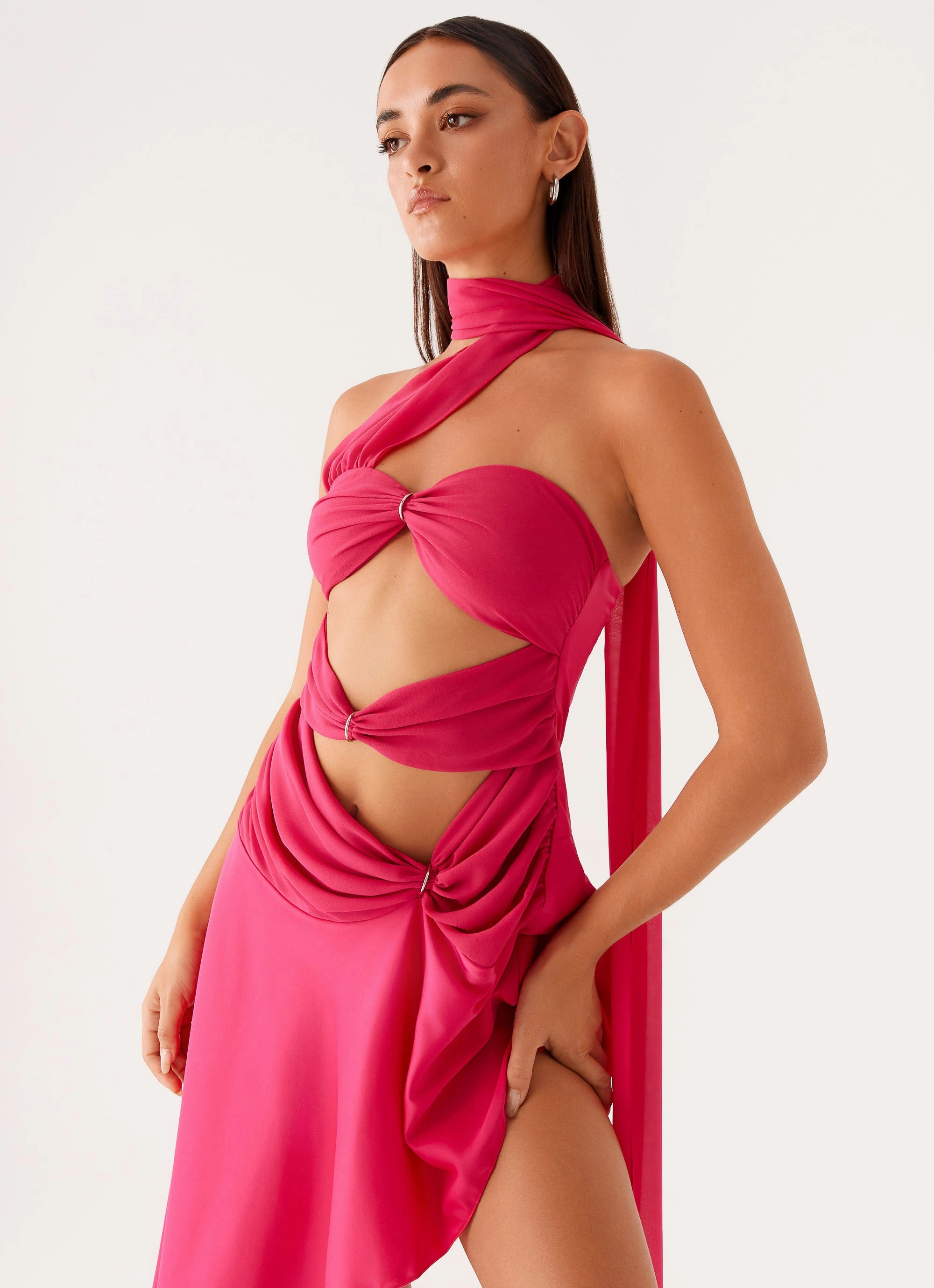 Fit Base Circa Scarf Midi Dress - Hot Pink