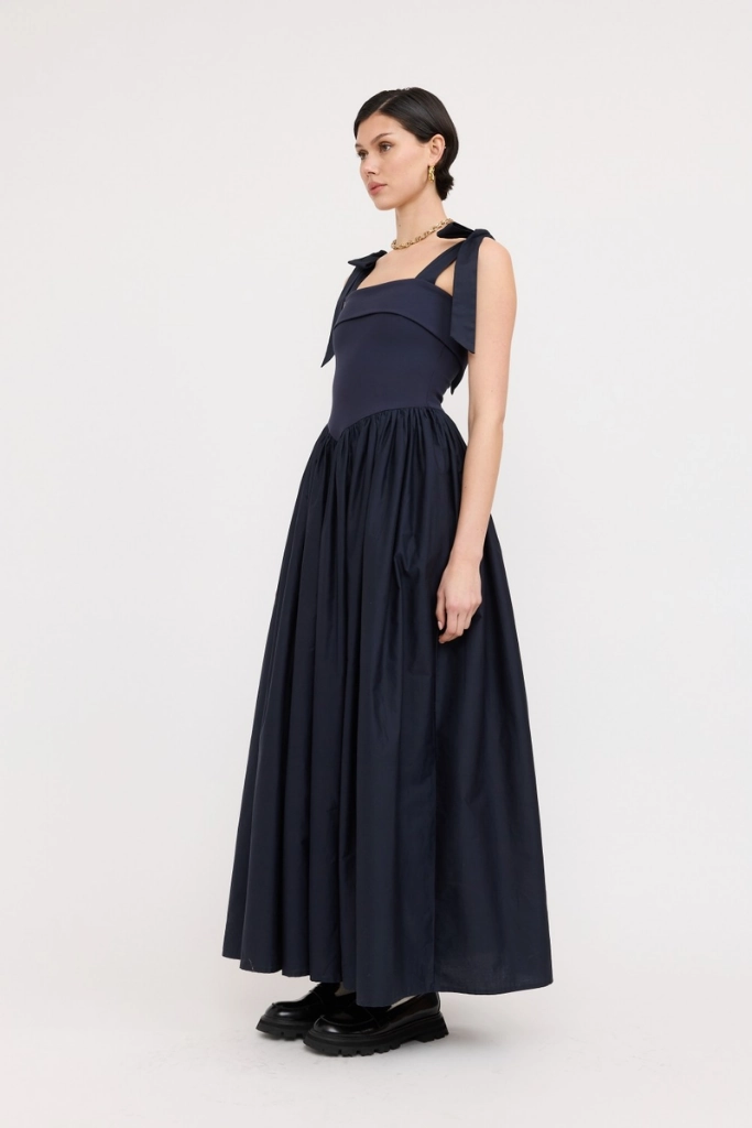 Phoebe Upper Knit Maxi Dress in Navy Kind Light