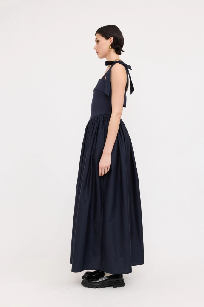 Phoebe Upper Knit Maxi Dress in Navy Power Soft Luxe Wear
