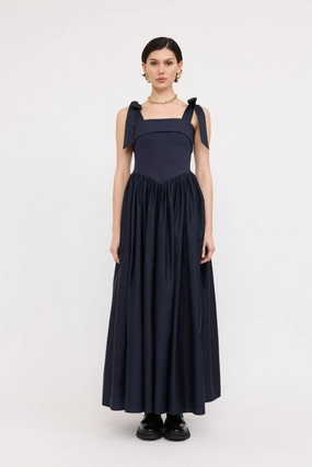 Phoebe Upper Knit Maxi Dress in Navy Stream Cut