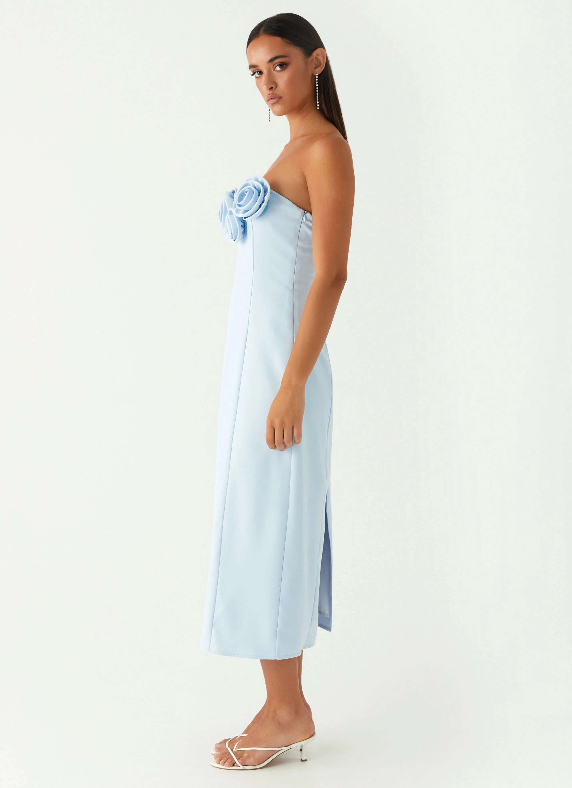 Patsie Strapless Midi Dress - Blue Airy Touch Fresh Stitch