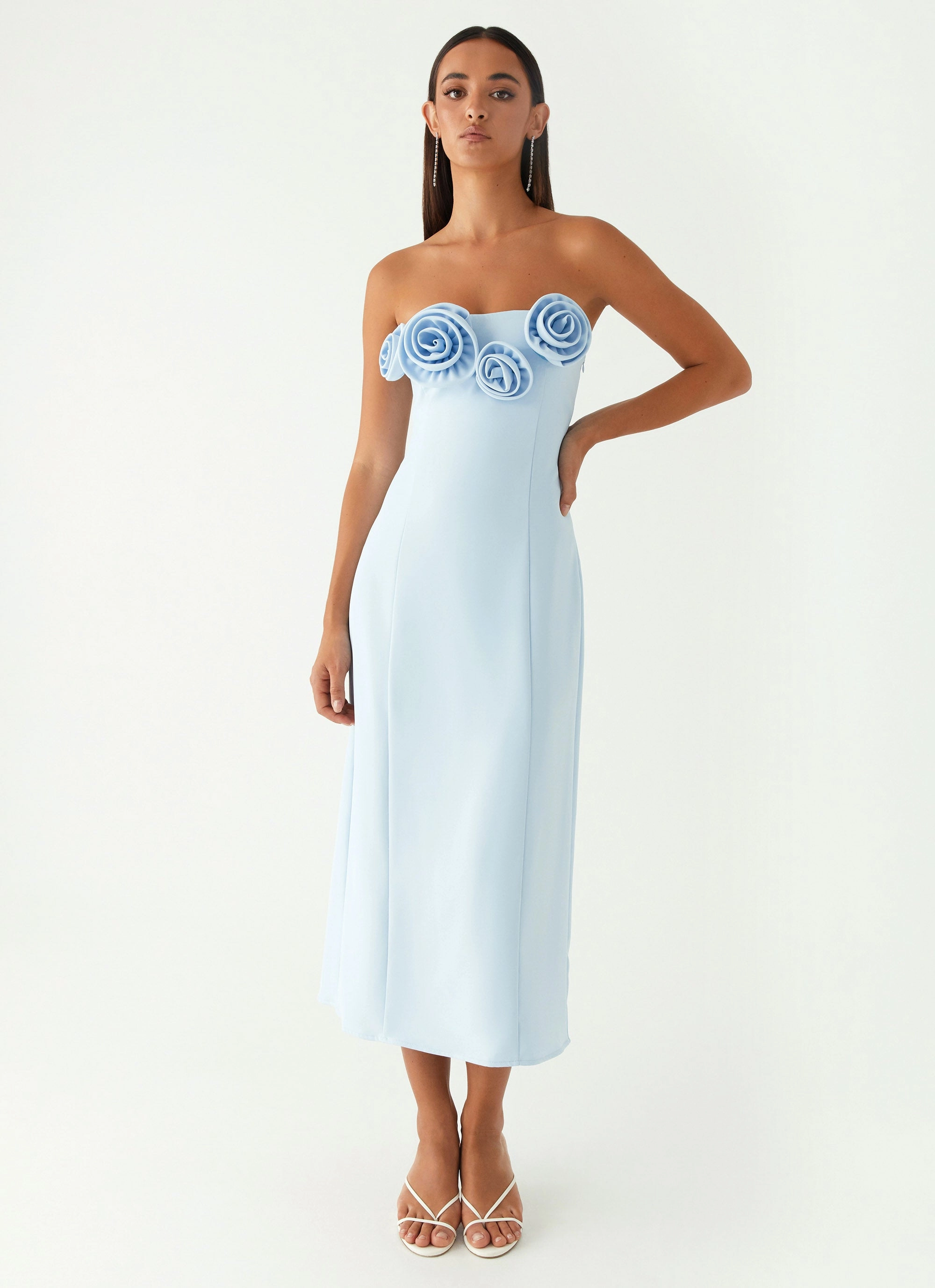Patsie Strapless Midi Dress - Blue Functional Style Sophisticated Design
