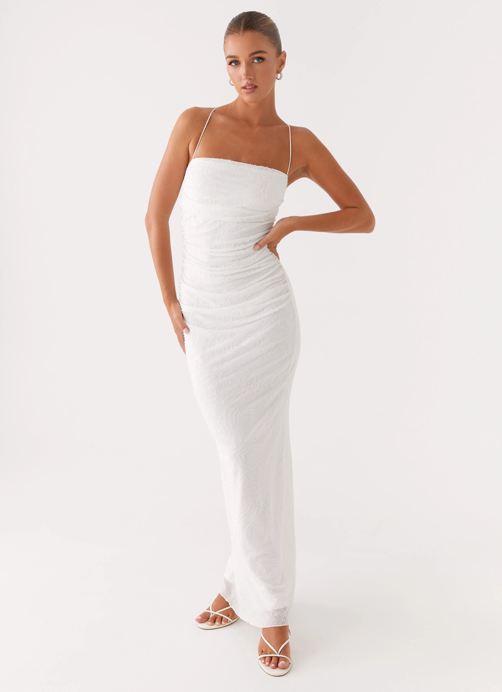 Fit Vibe Charming Comfort Paxton Beaded Maxi Dress - White
