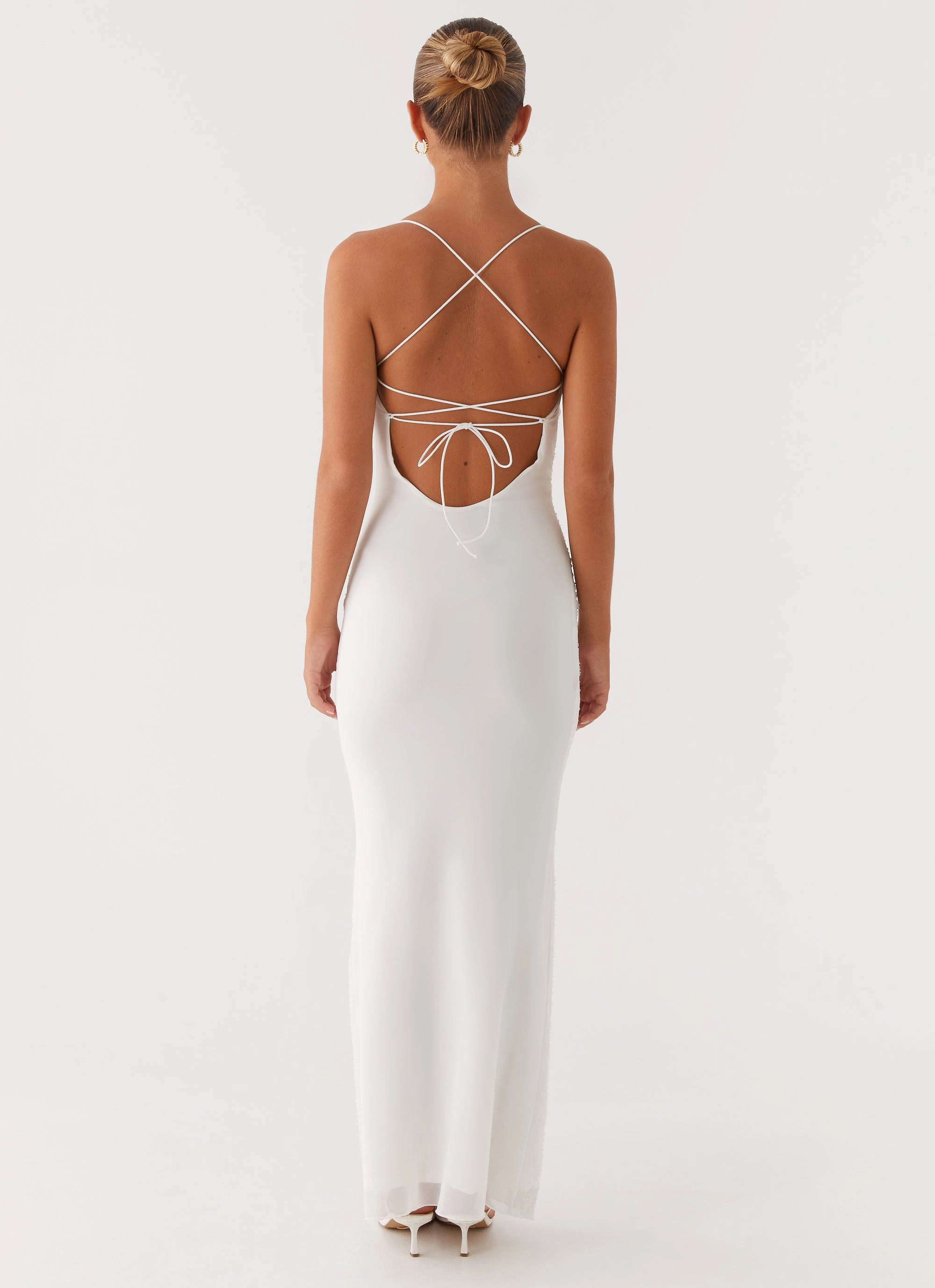 Paxton Beaded Maxi Dress - White Quick Fit Visual Balance