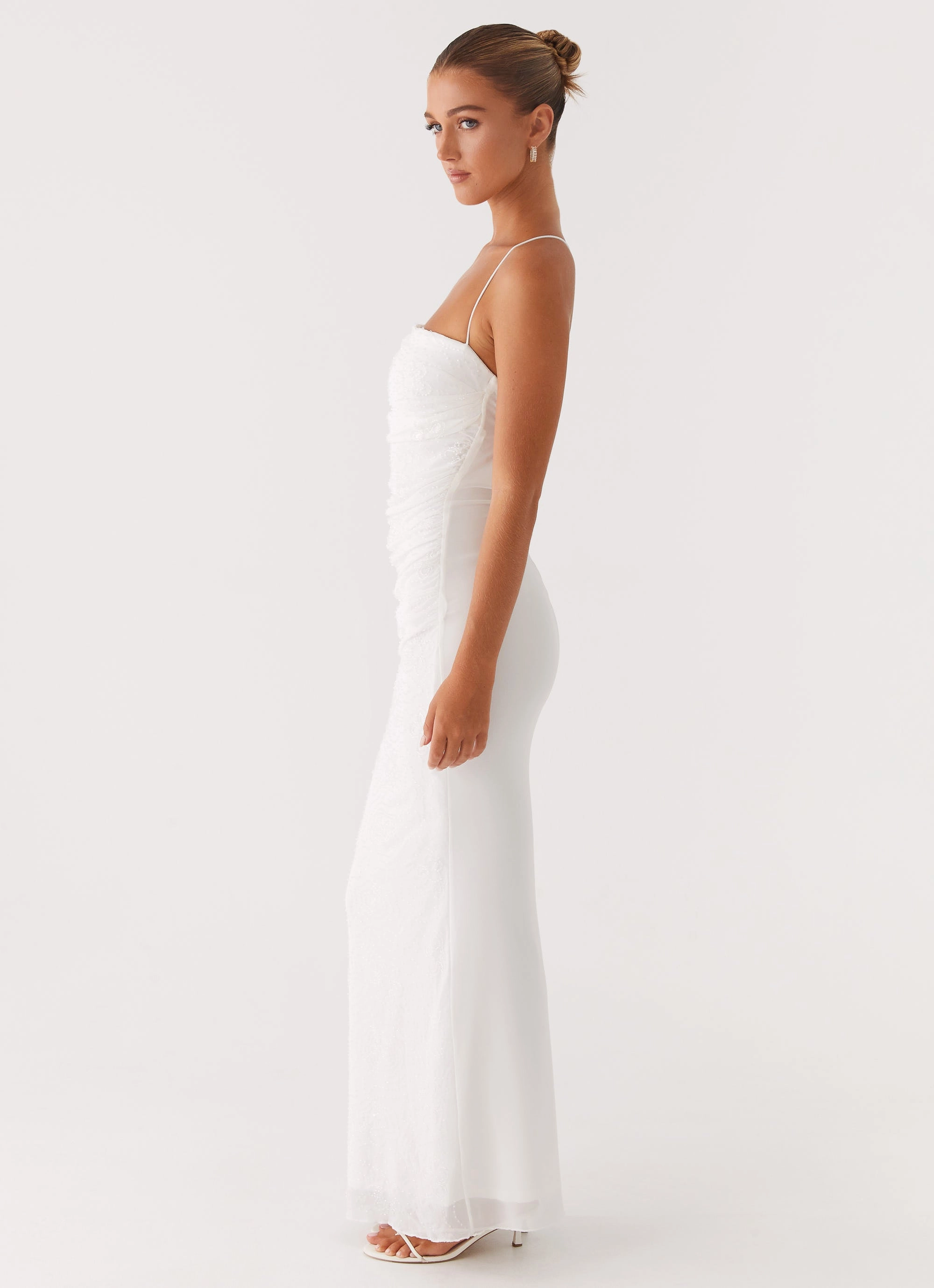 Chic Harmony Special-Occasion Paxton Beaded Maxi Dress - White
