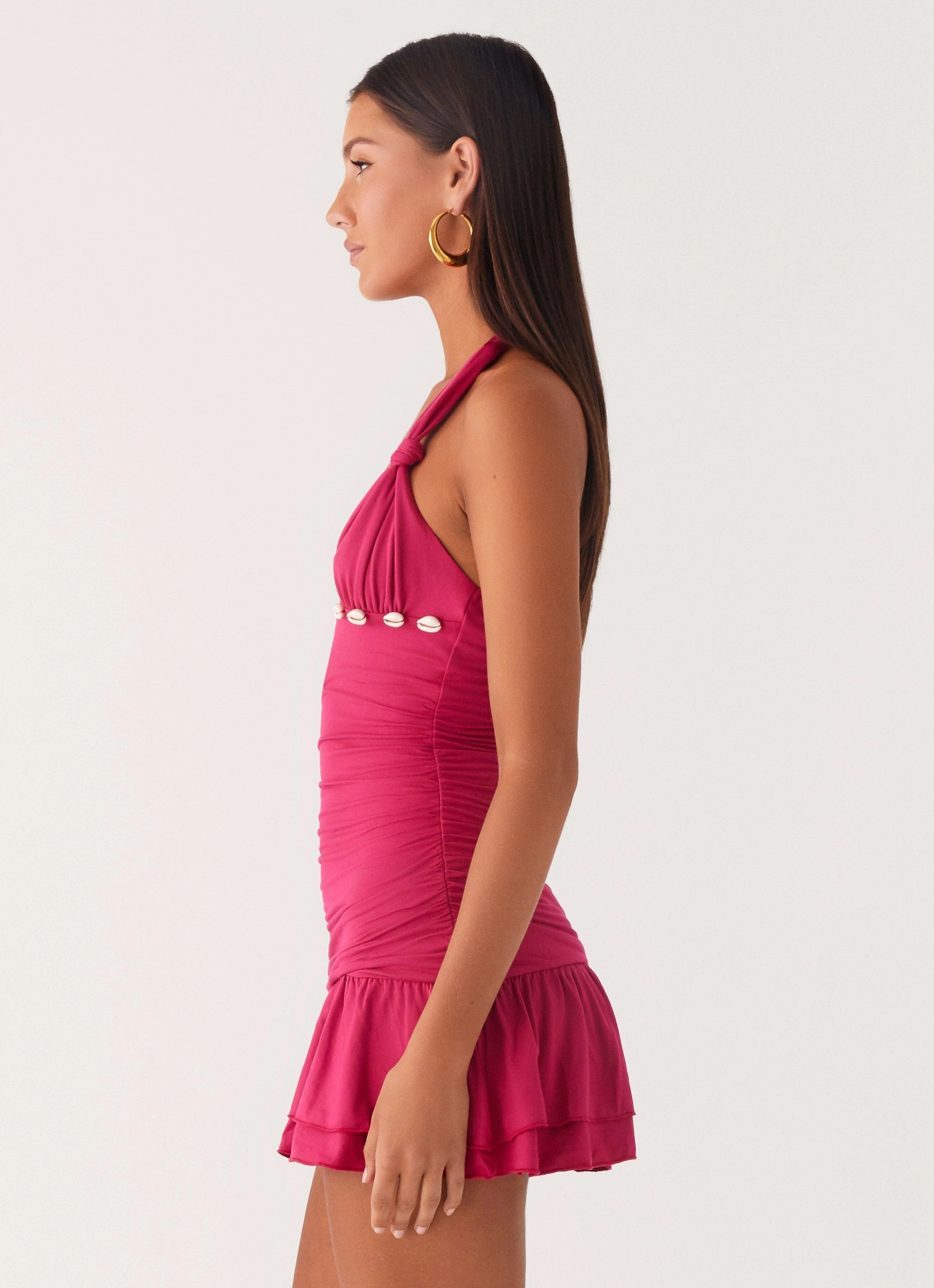 Payback Shell Trim Mini Dress - Fuchsia Active Outfit Wedding-Guest