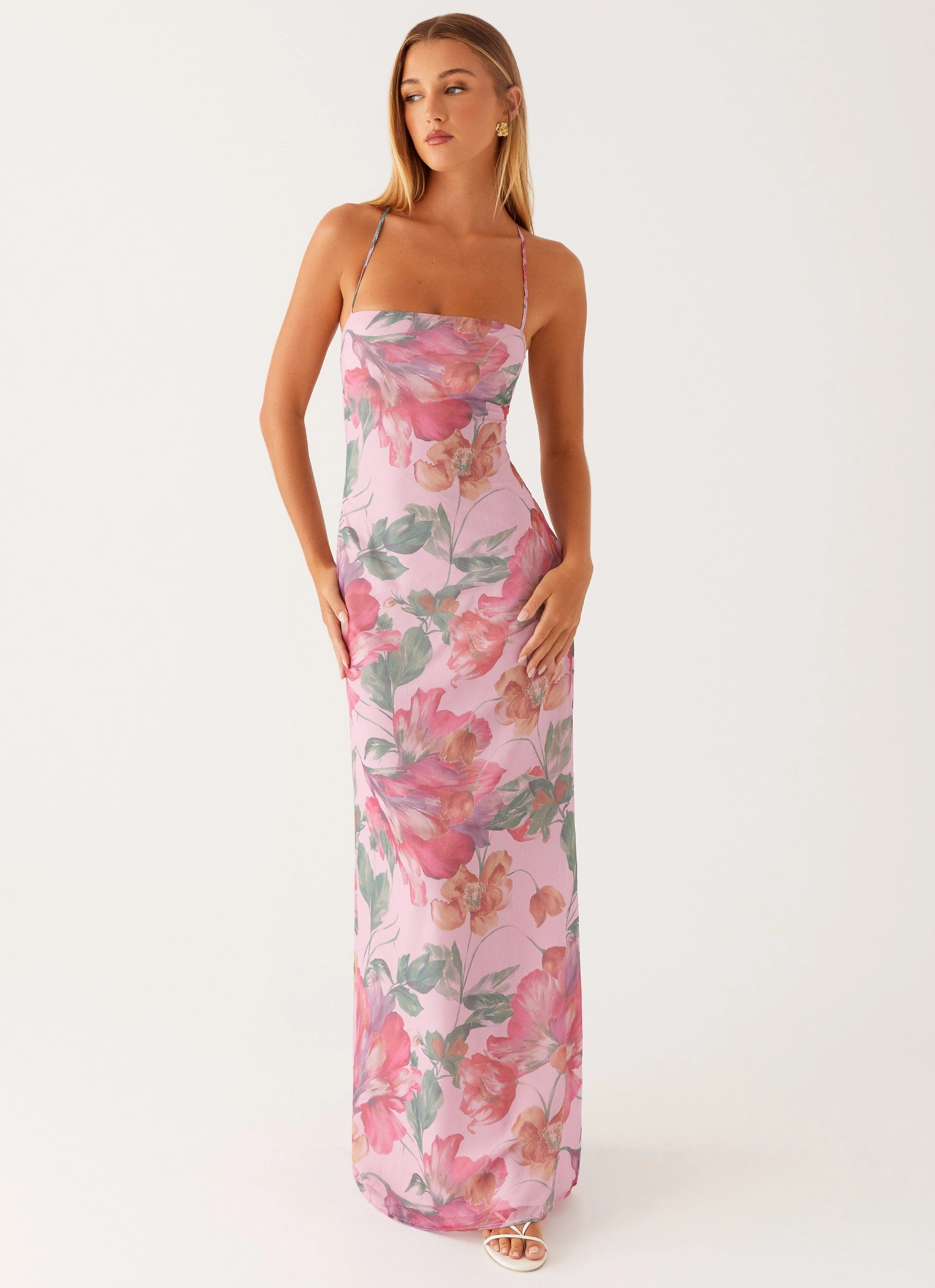 Peggy Maxi Dress - Pink Floral Smooth Design urban vibe