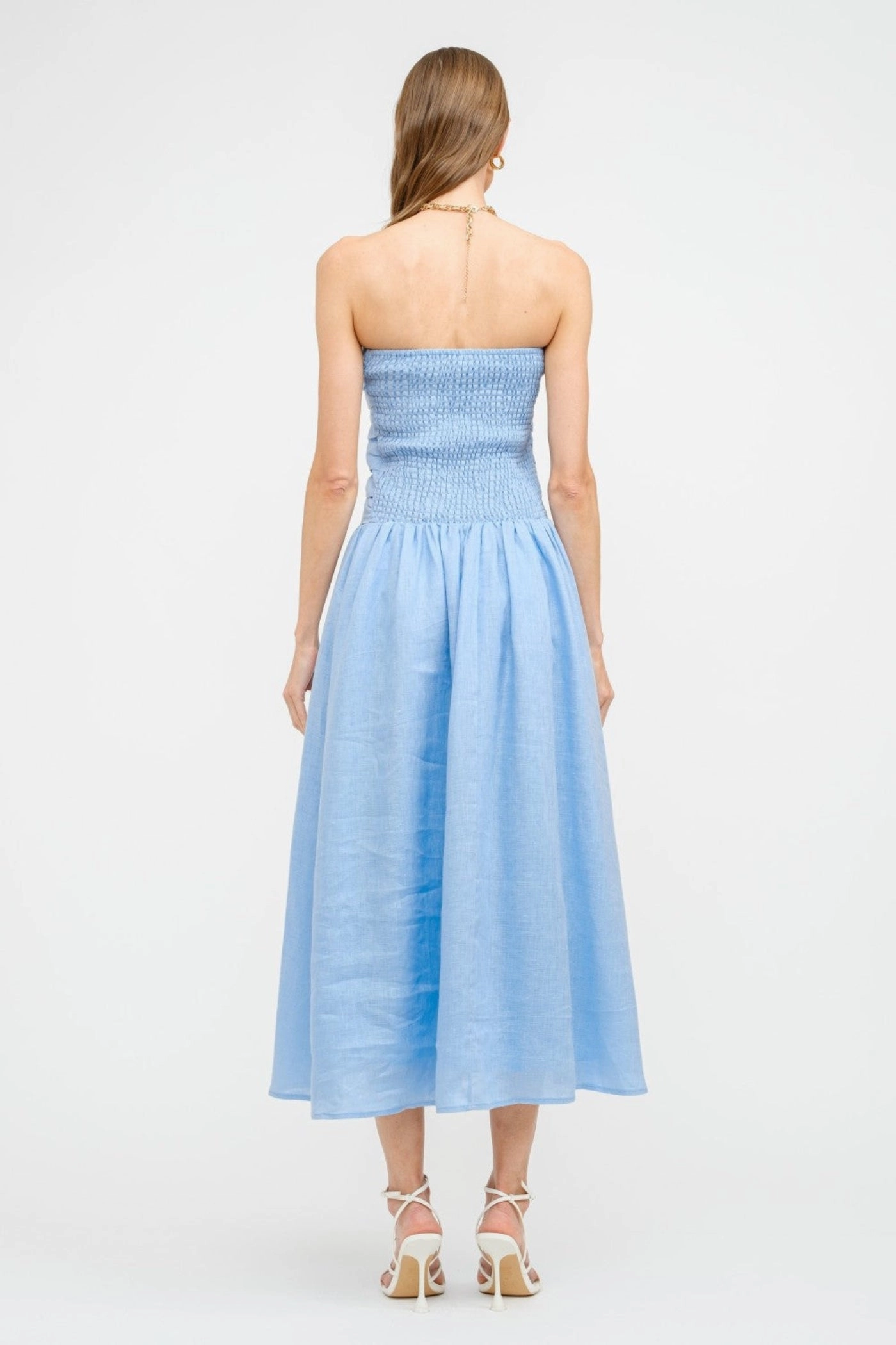 PENELOPE LINEN STRAPLESS MIDI DRESS Comfortable outdoor wear