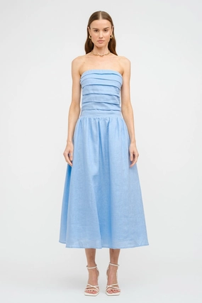 PENELOPE LINEN STRAPLESS MIDI DRESS Timeless Style Wear Refined Finish