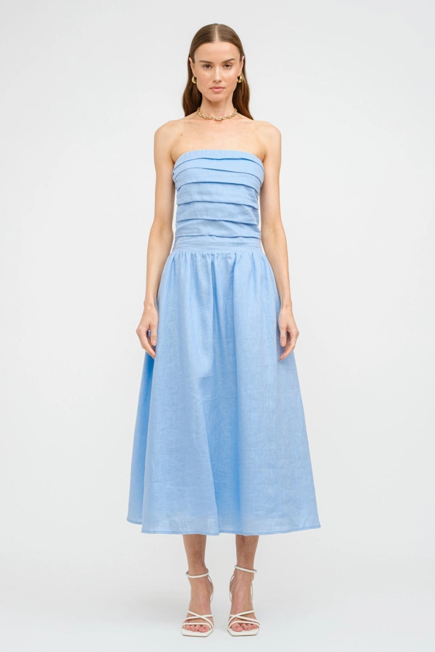PENELOPE LINEN STRAPLESS MIDI DRESS Timeless Style Wear Refined Finish