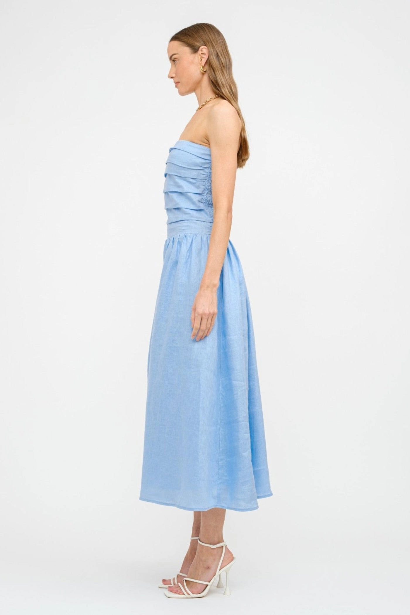 Refined fit Comfortable Wear PENELOPE LINEN STRAPLESS MIDI DRESS