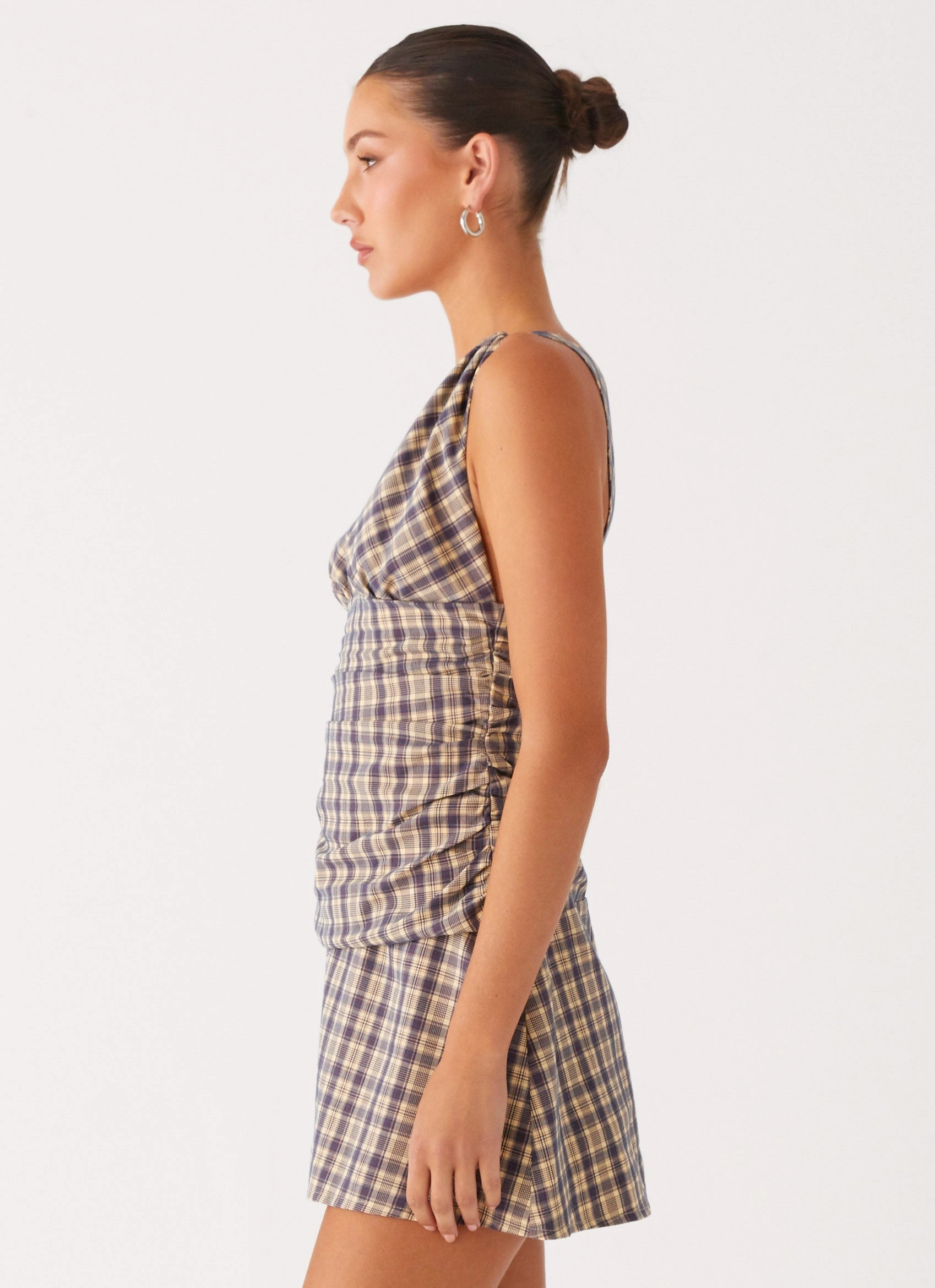 polka-dot Tablo Drop Waist Mini Dress - Check Print