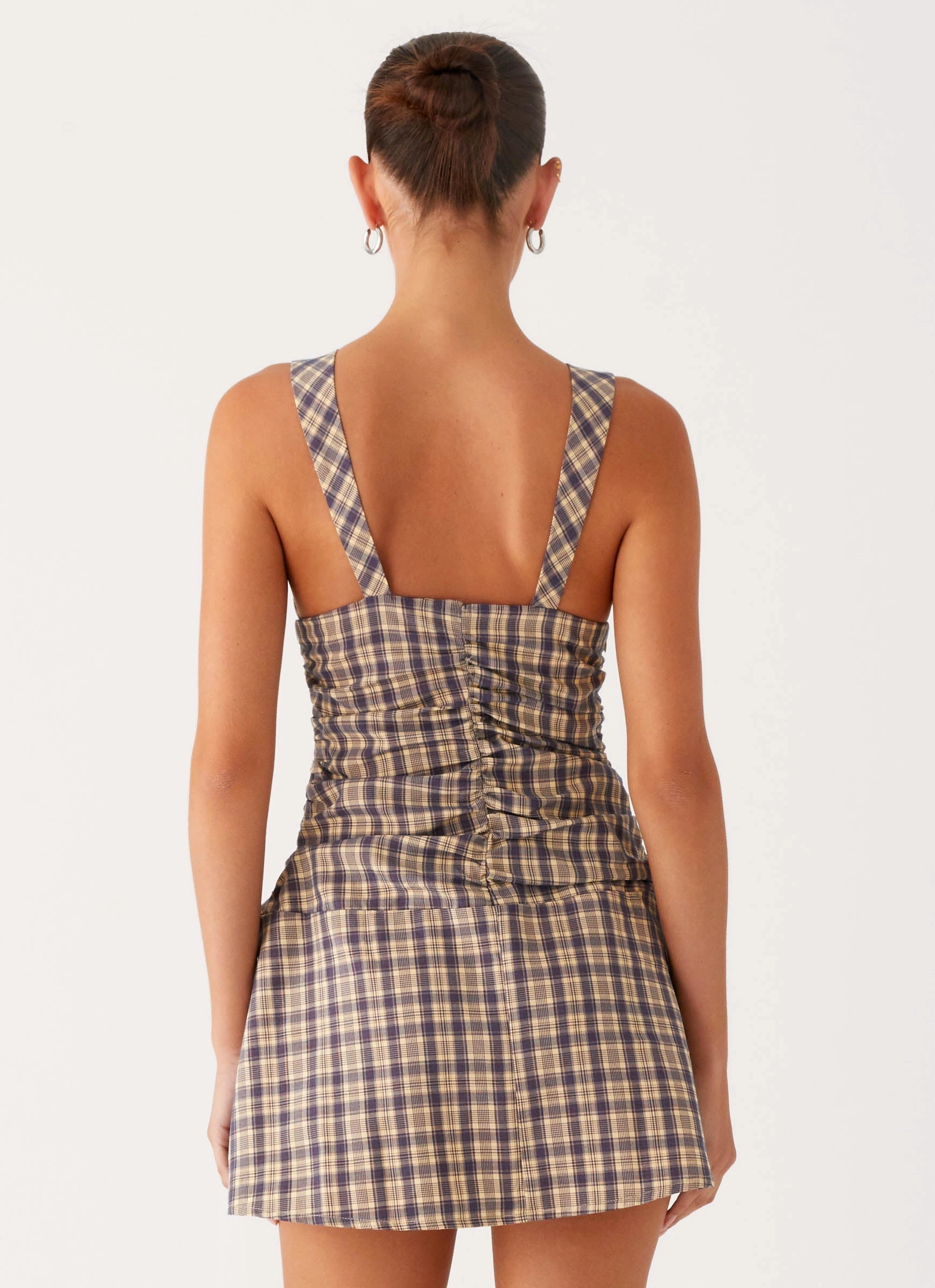 Bold Fashion Tablo Drop Waist Mini Dress - Check Print