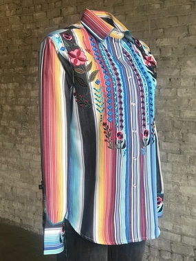 Rockmount Womens Serape 100% Cotton Boho Serape Western L/S Shirt Minimalist Style Bold Print