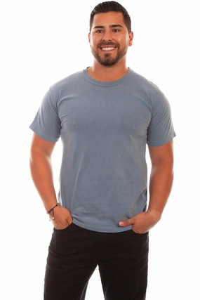 Scully Mens Blue Jean 100% Cotton Classic S/S T-Shirt Personalized Touch Button-up