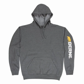 Eco Friendly Production Berne Mens Graphite Cotton Blend Pullover Hooded Sweatshirt