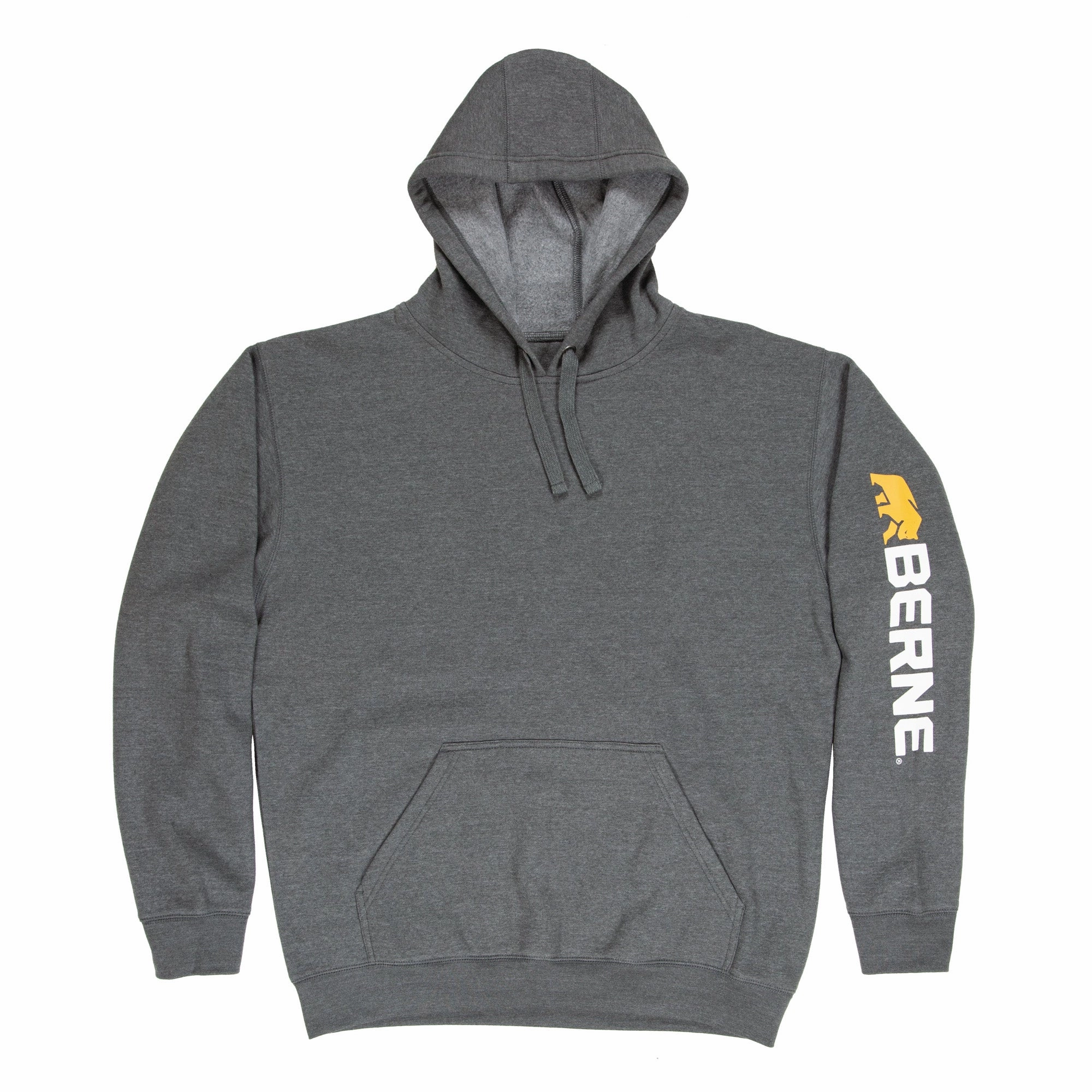Eco Friendly Production Berne Mens Graphite Cotton Blend Pullover Hooded Sweatshirt